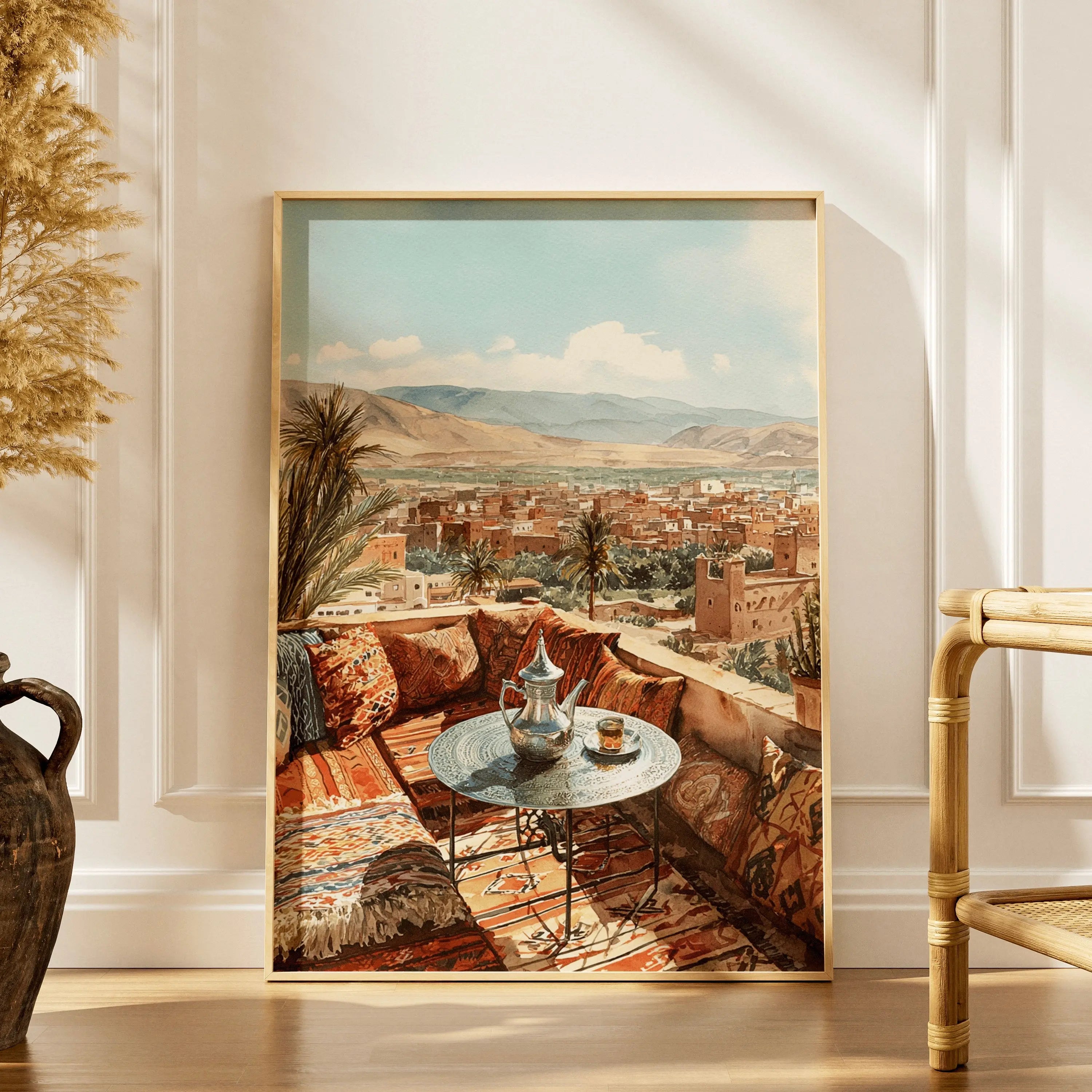 Tableau Terrasse Marrakech – Scène orientale ensoleillée