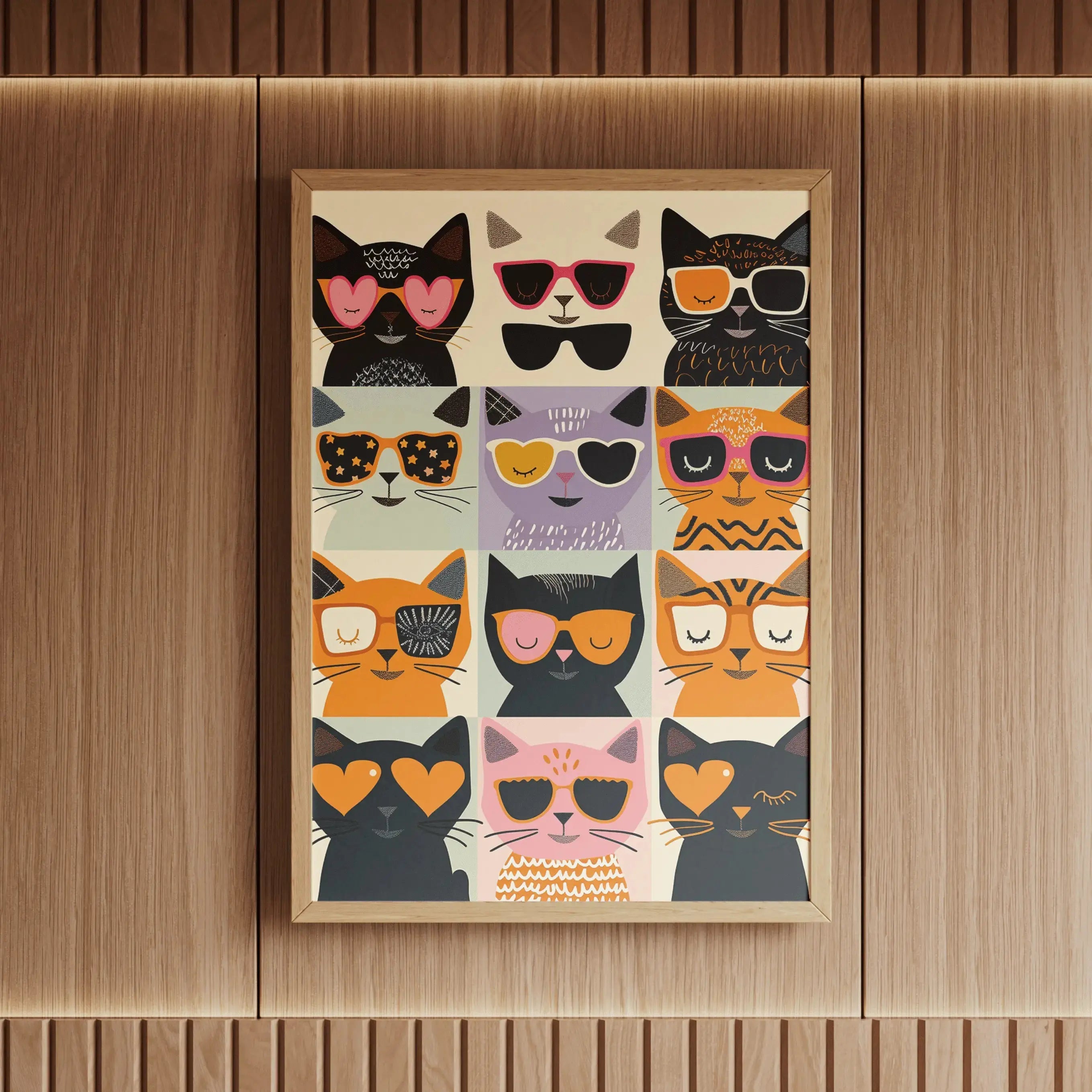 Tableau Décoration Murale - Cool Cats Club - Des chats, du style, de l’attitude