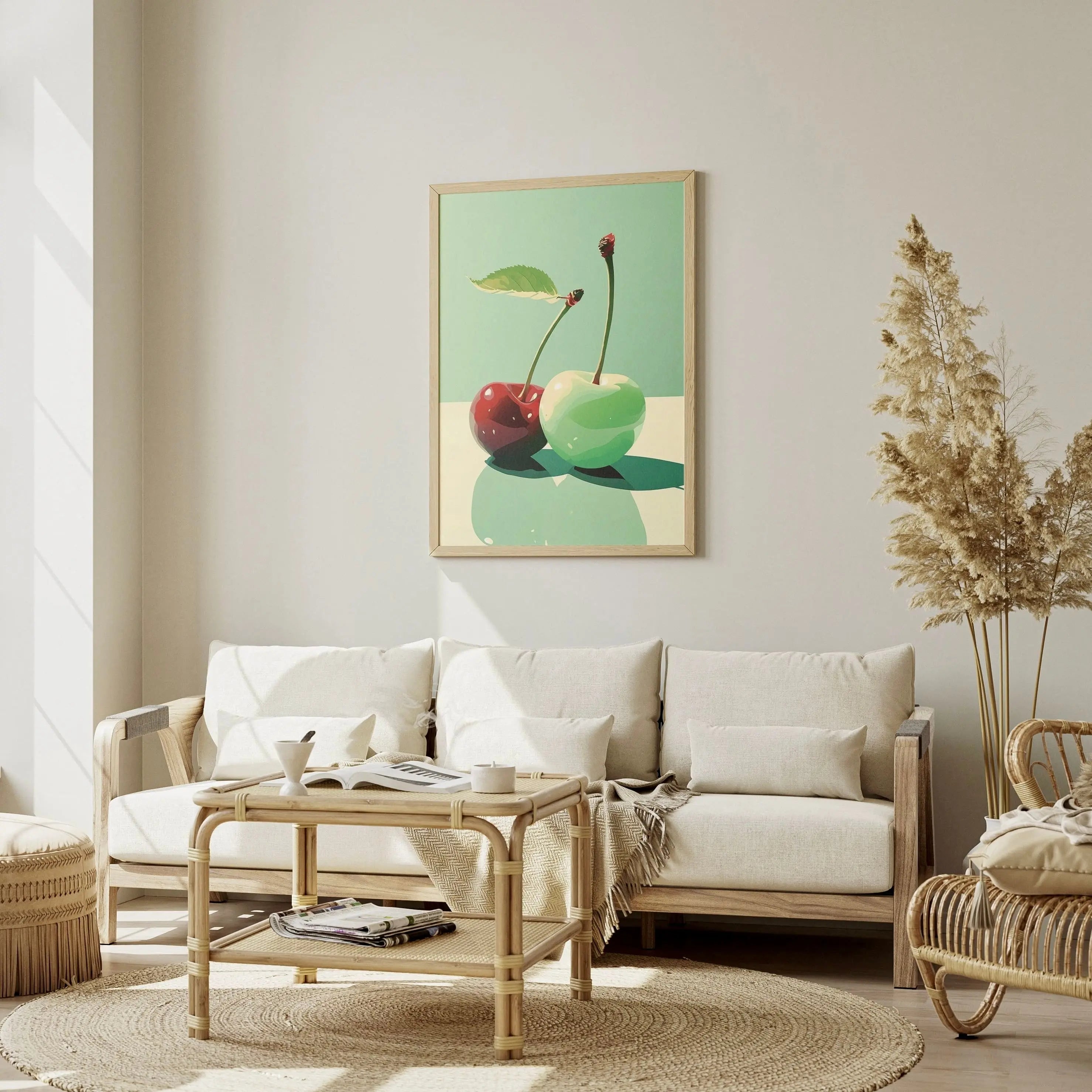 Tableau Décoration Murale - Été Menthe & Cerise - Illustration Pop & Minimaliste