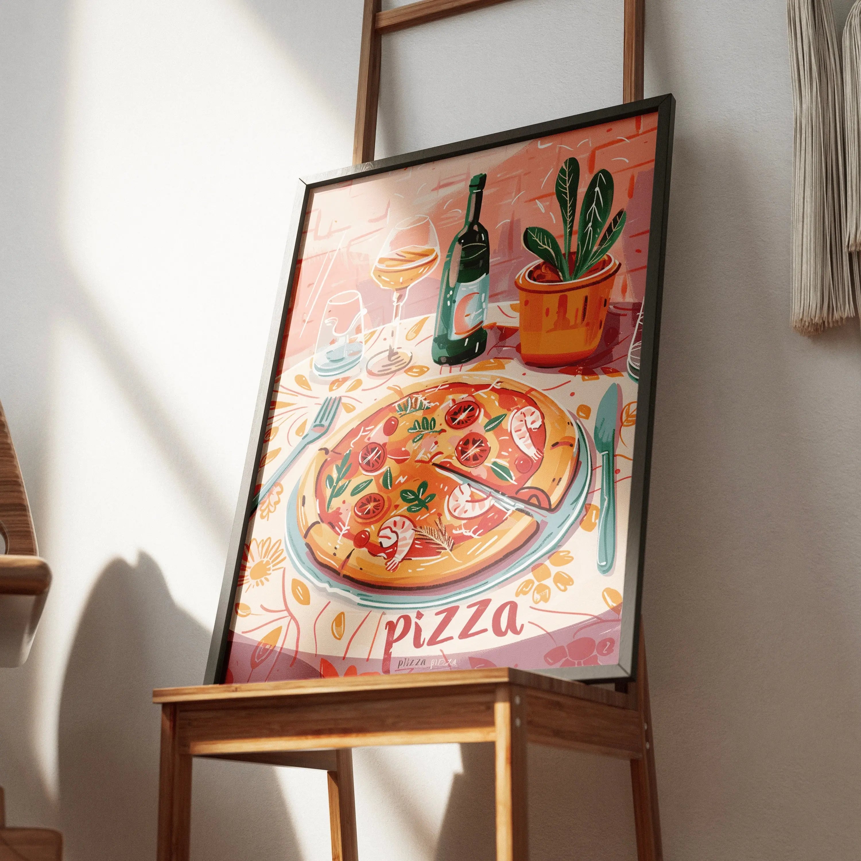 Tableau Décoration Murale - Pizza e Vino – Saveurs d’Italie à l’heure dorée