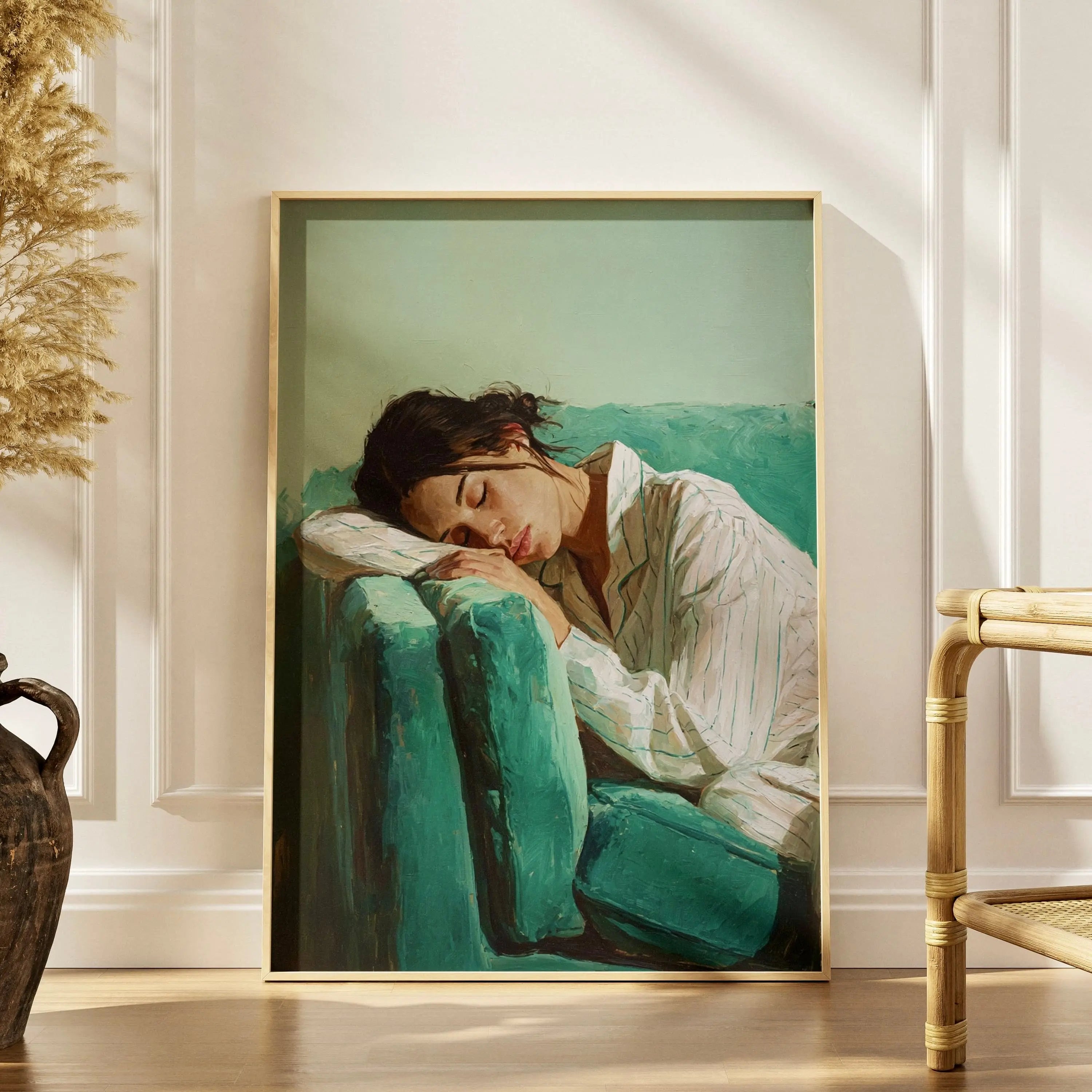 Tableau Sommeil émeraude  – Art contemporain intimiste