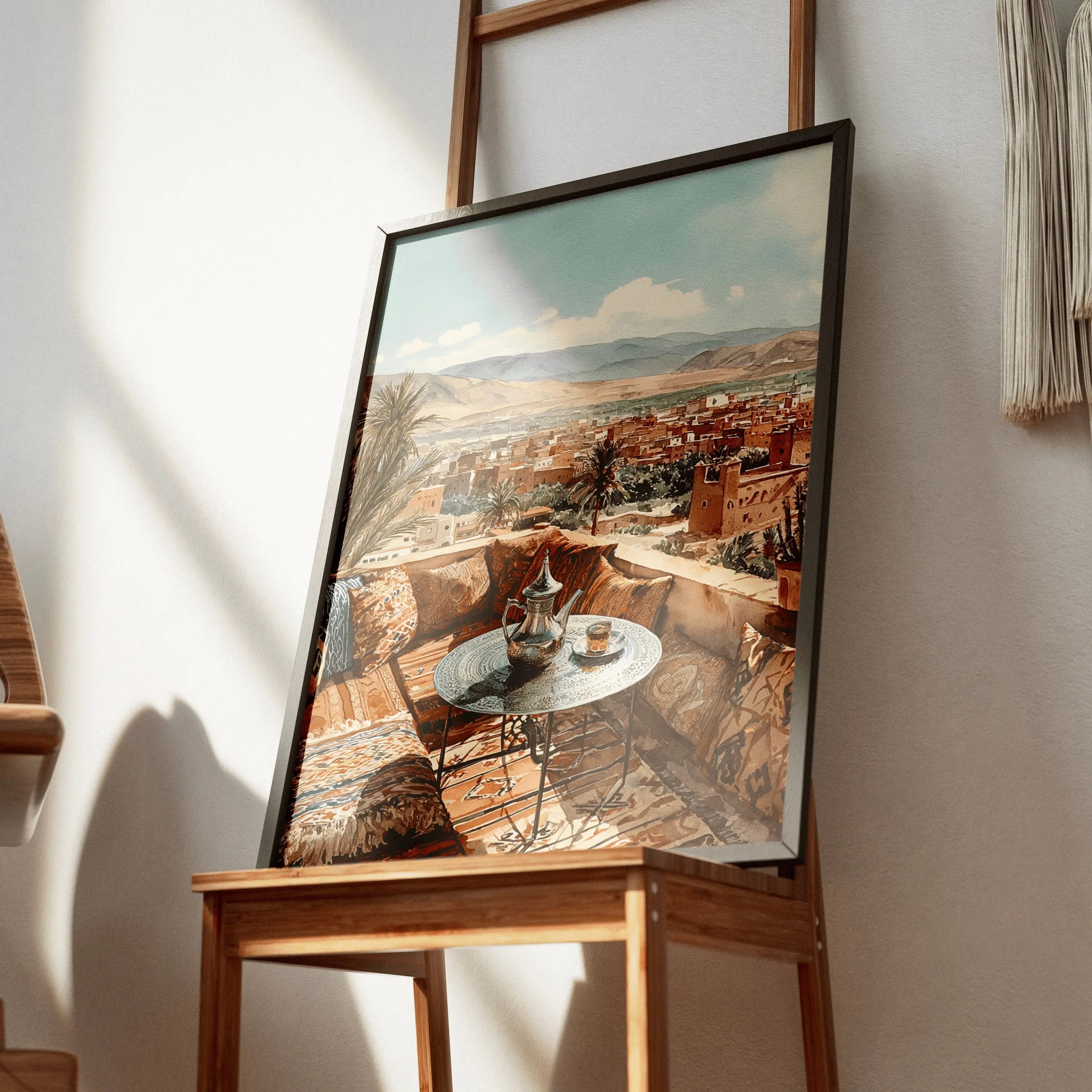 Tableau Terrasse Marrakech – Scène orientale ensoleillée