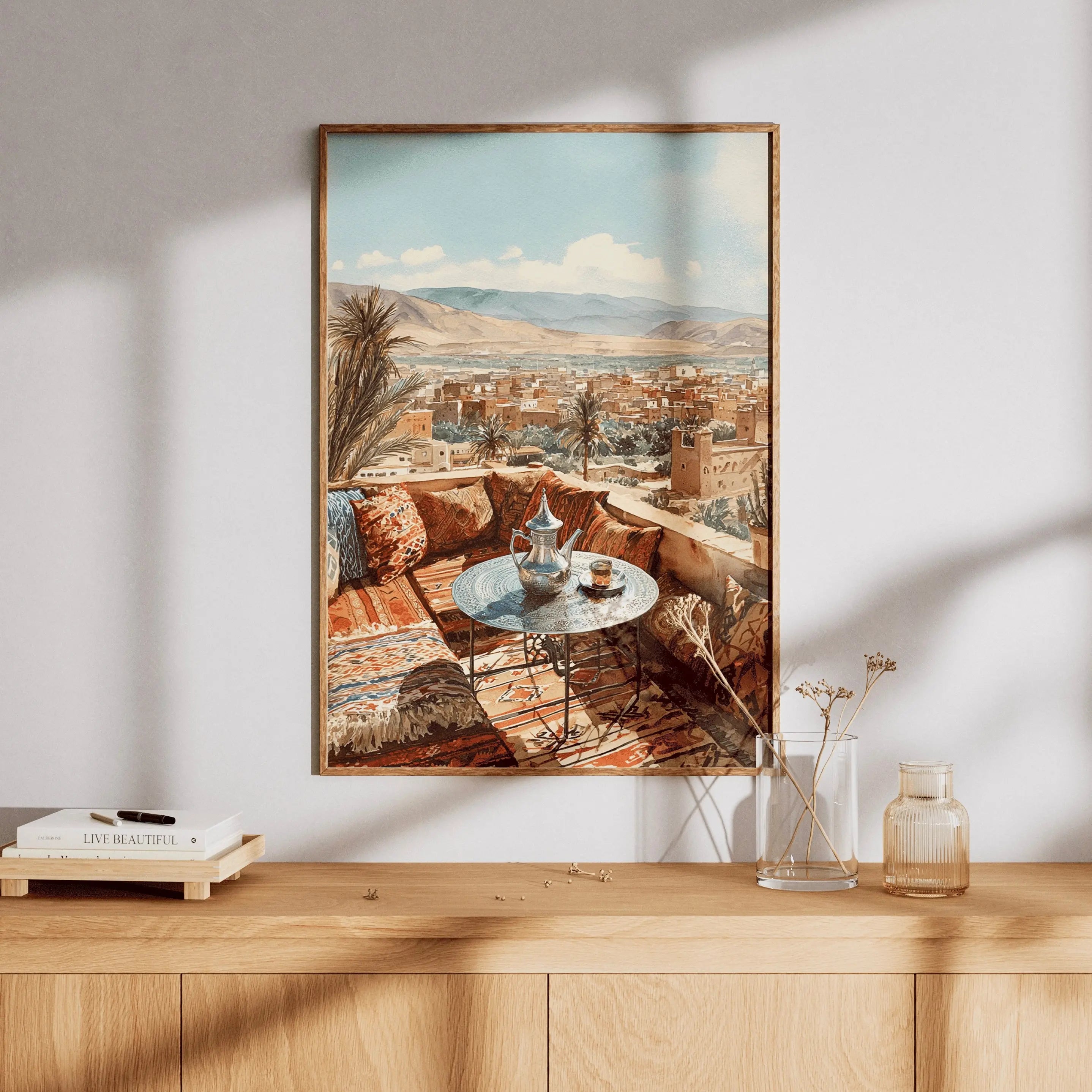 Tableau Terrasse Marrakech – Scène orientale ensoleillée