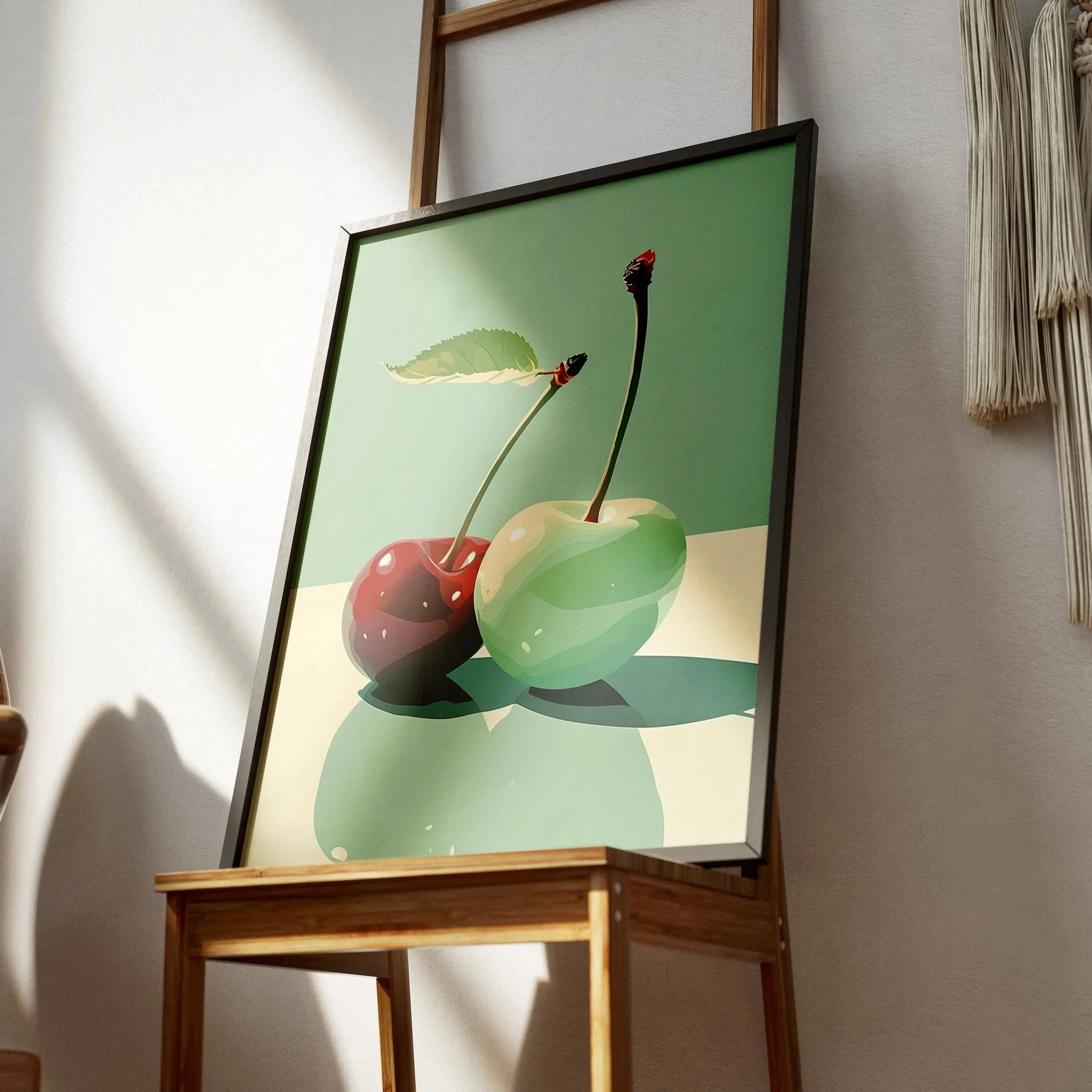 Tableau Décoration Murale - Été Menthe & Cerise - Illustration Pop & Minimaliste