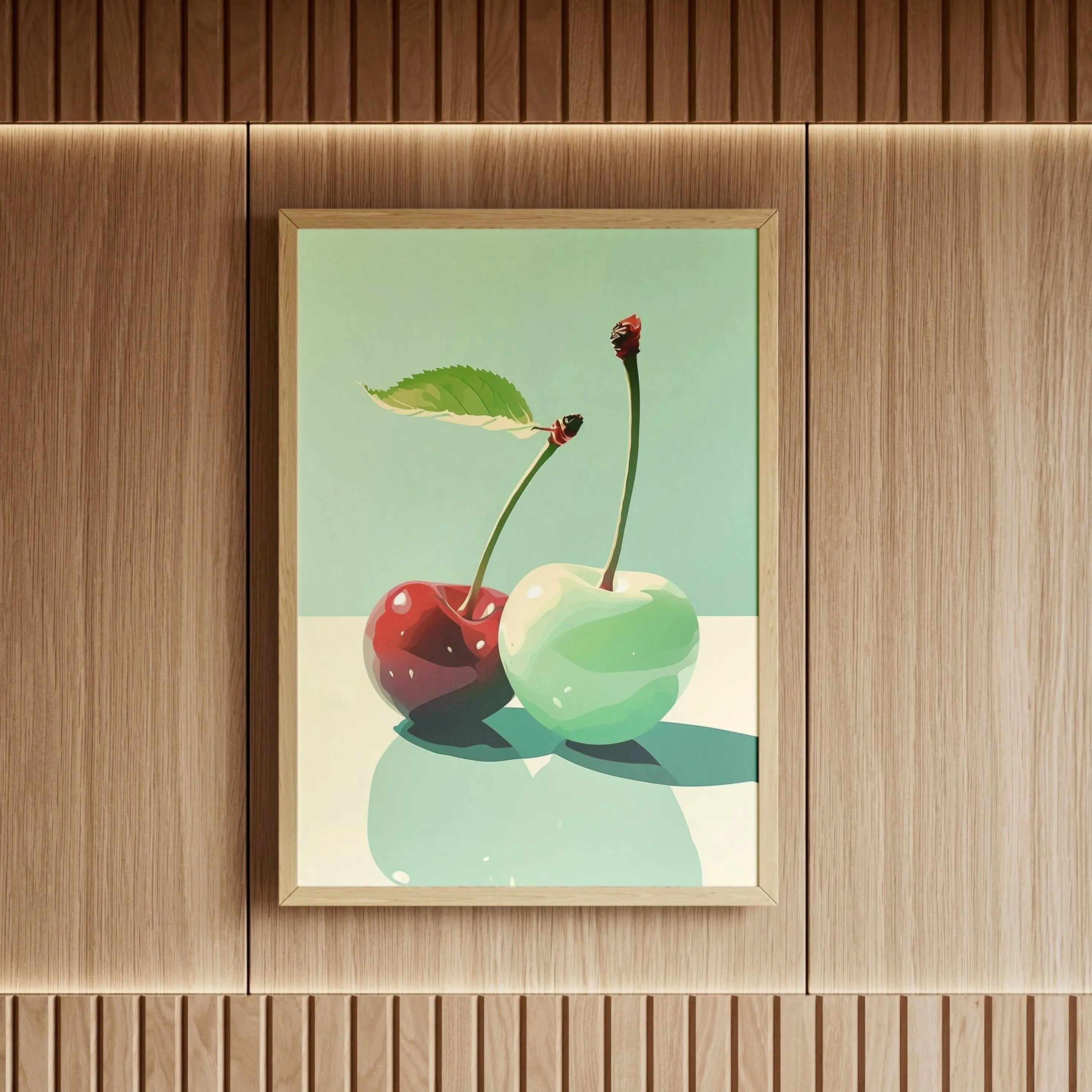 Tableau Décoration Murale - Été Menthe & Cerise - Illustration Pop & Minimaliste