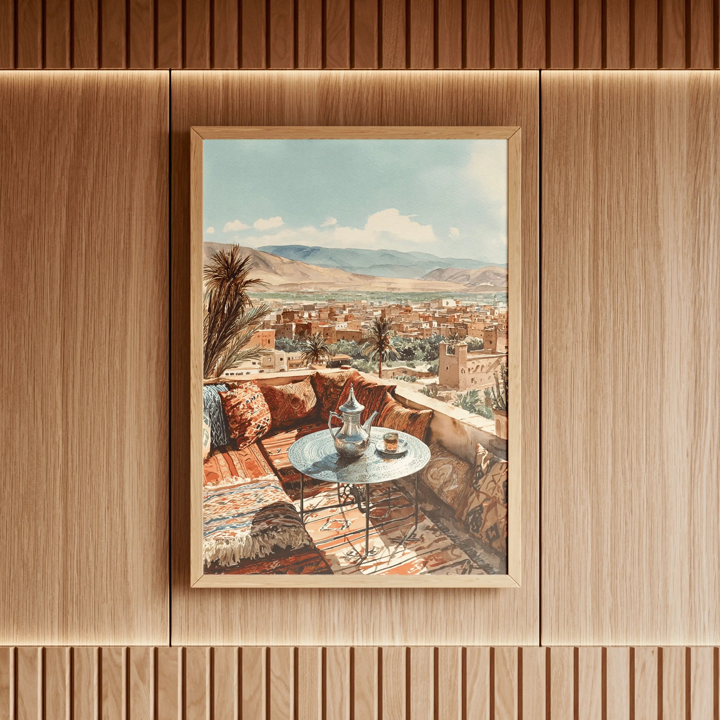 Tableau Terrasse Marrakech – Scène orientale ensoleillée