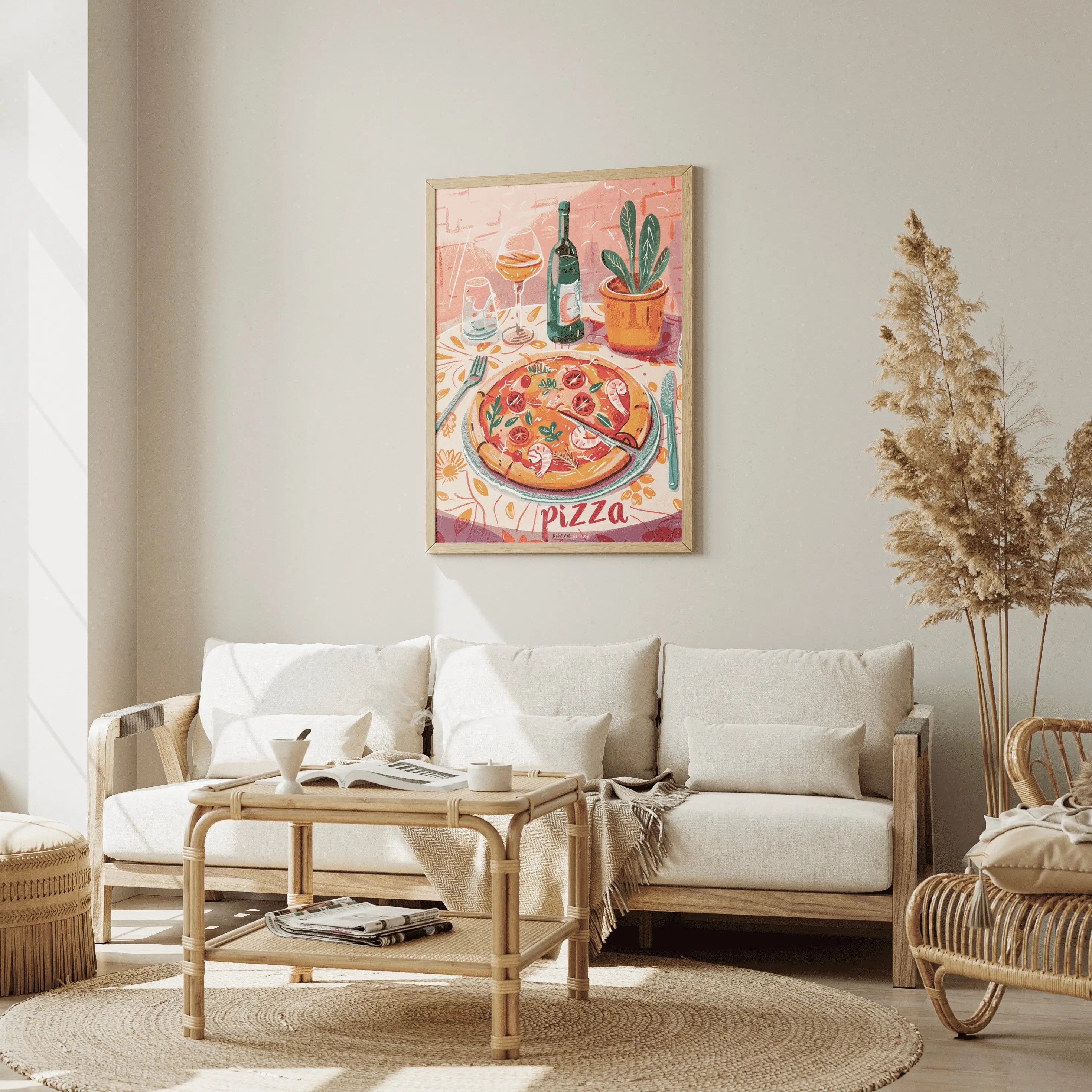 Tableau Décoration Murale - Pizza e Vino – Saveurs d’Italie à l’heure dorée