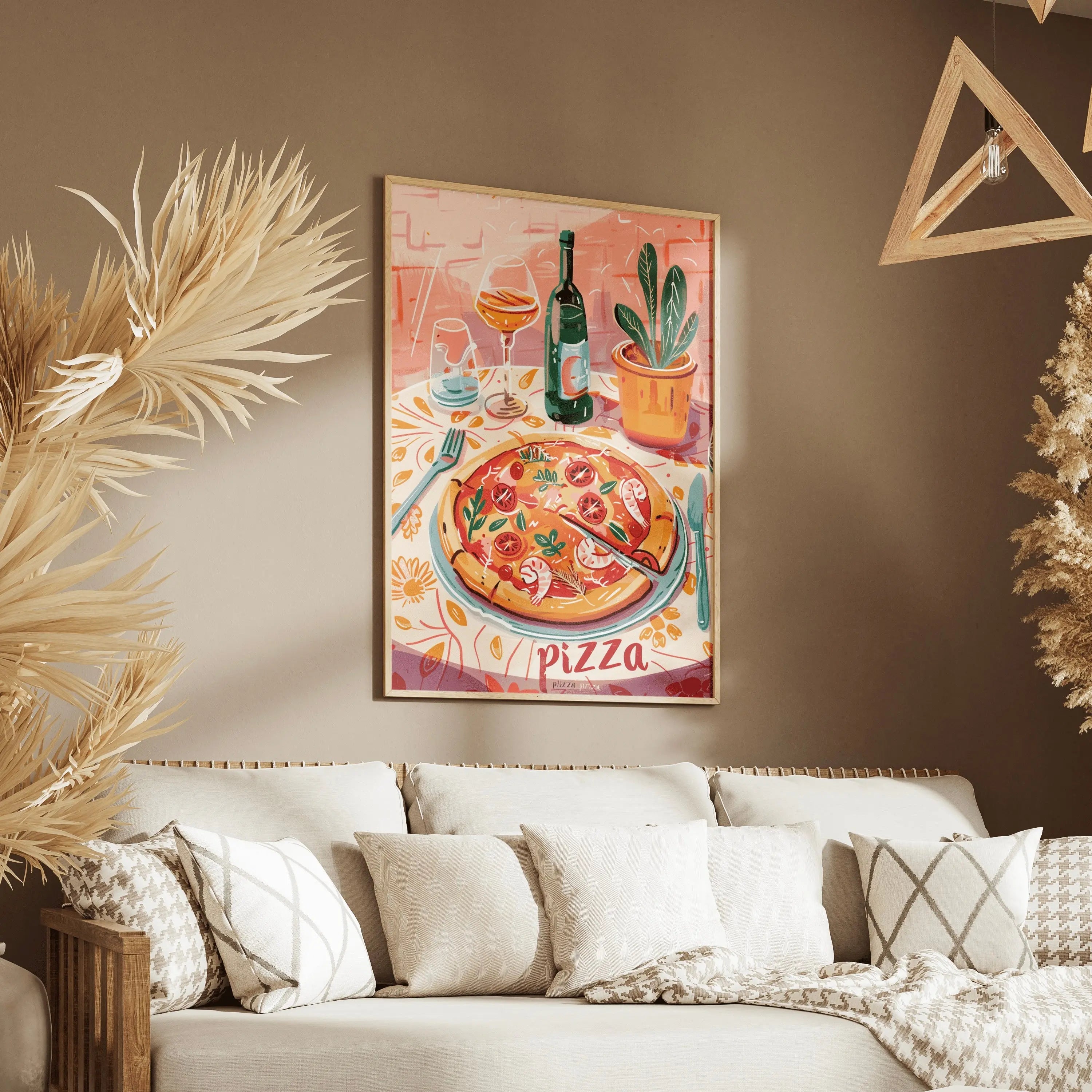 Tableau Décoration Murale - Pizza e Vino – Saveurs d’Italie à l’heure dorée