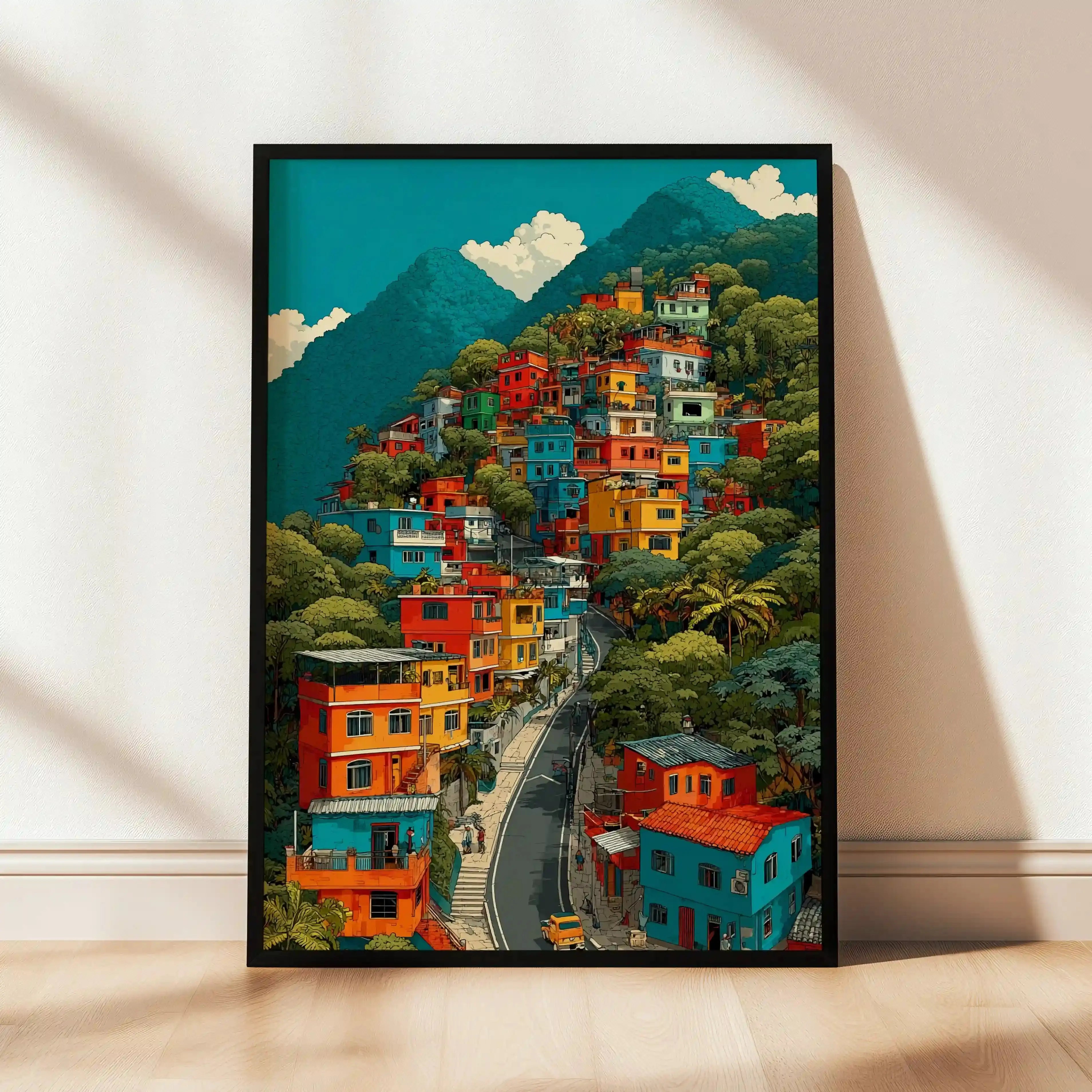Tableau Favela Brésilienne – Couleurs Tropicales