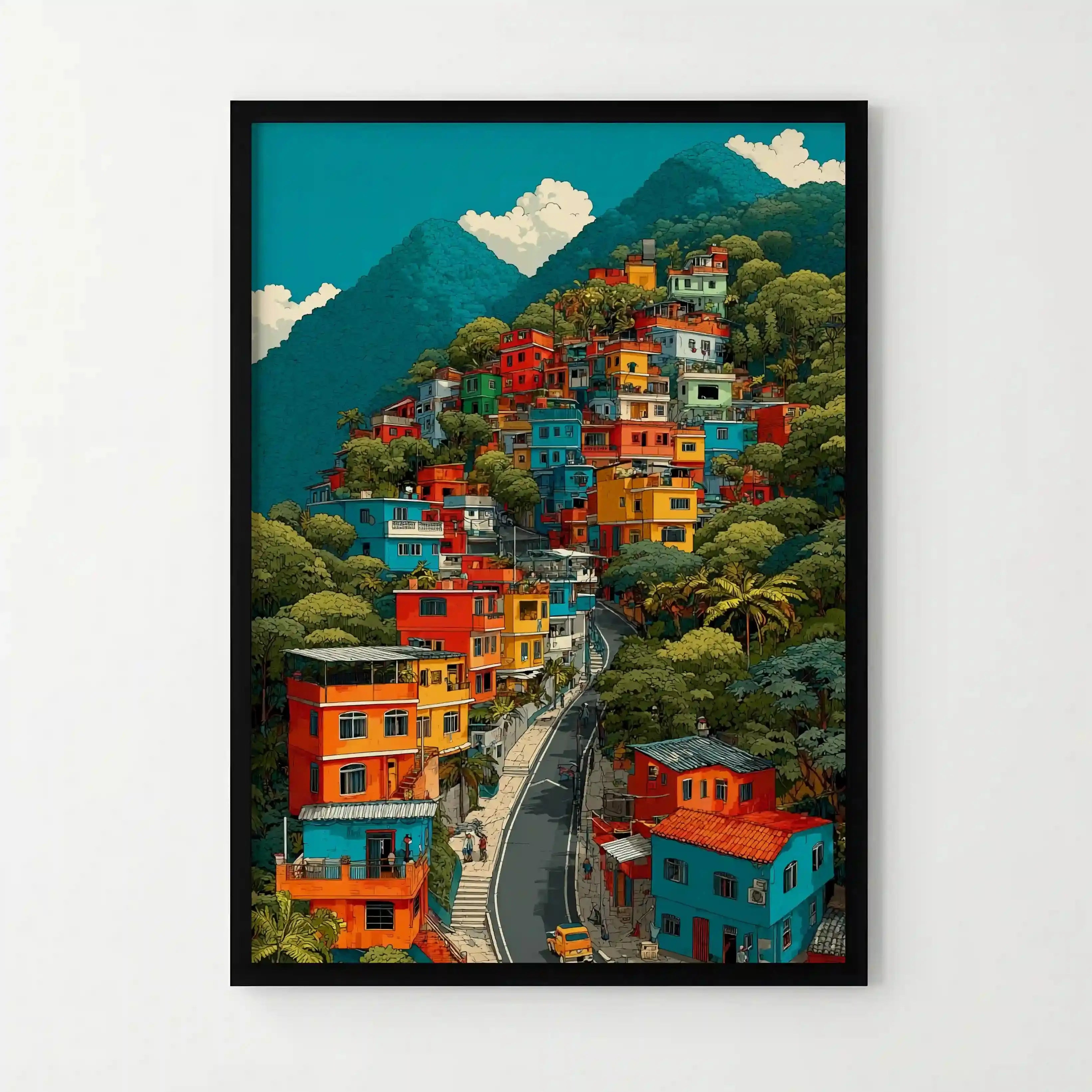 Tableau Favela Brésilienne – Couleurs Tropicales