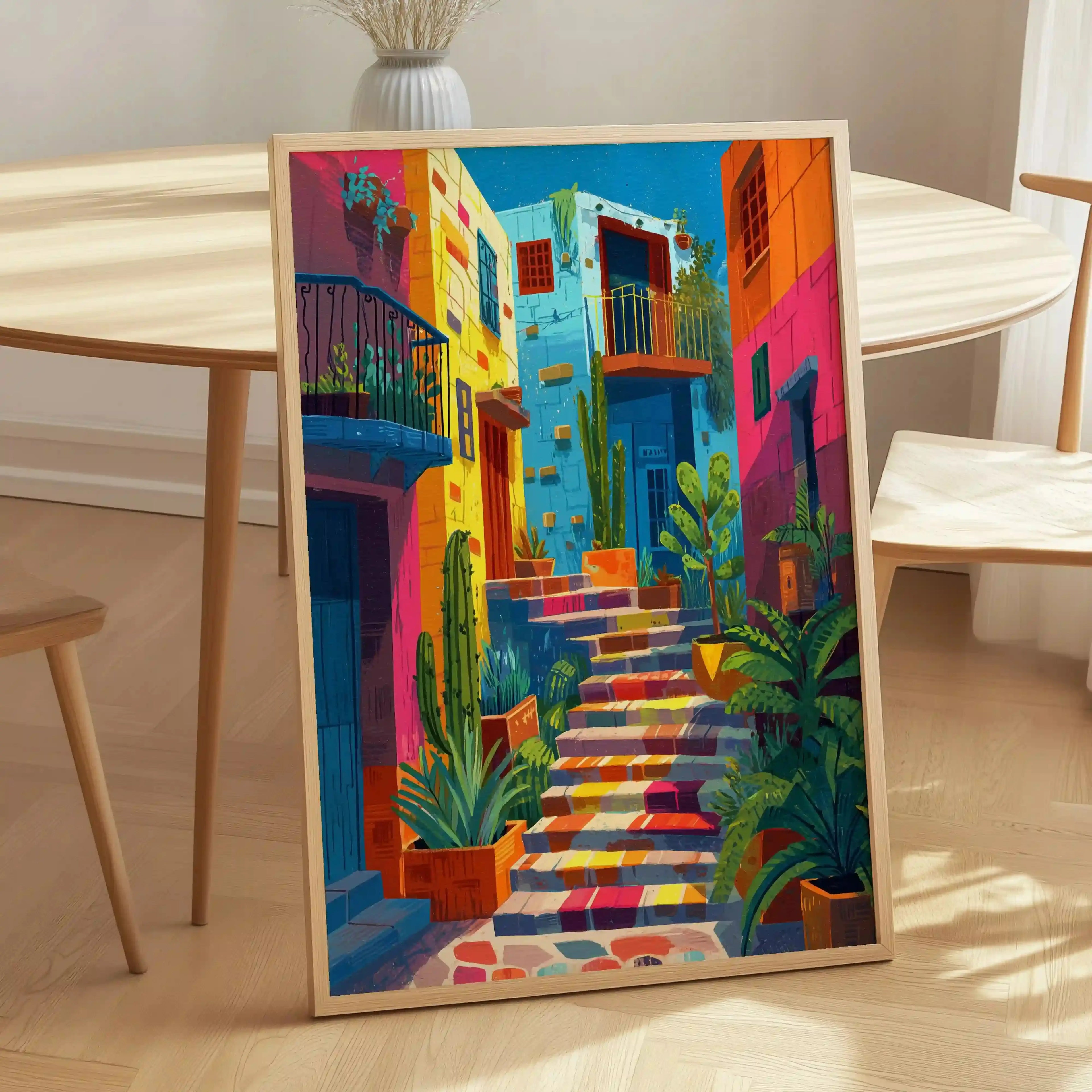 Tableau Escalier Tropical – Rue Colorée d’Amérique Latine