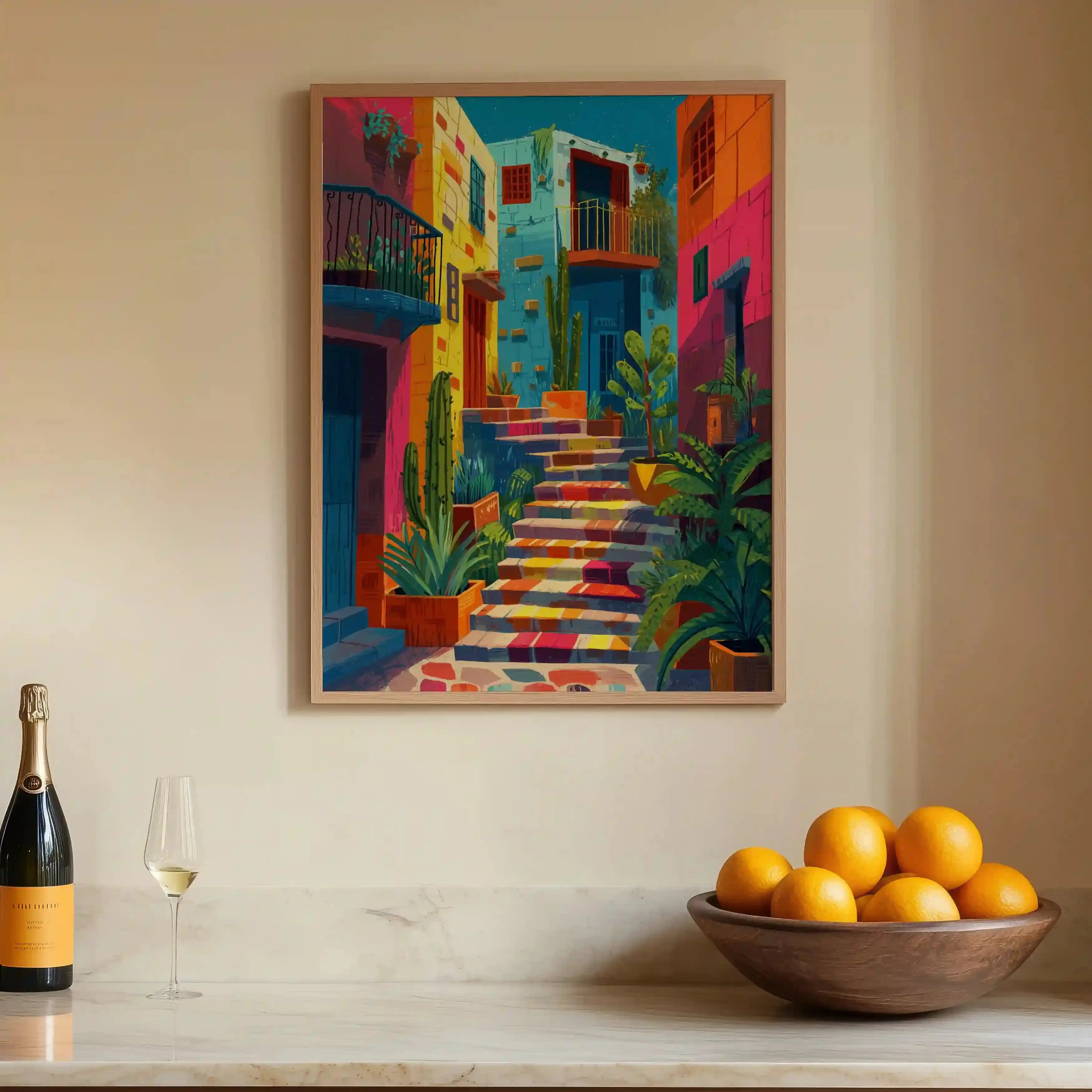 Tableau Escalier Tropical – Rue Colorée d’Amérique Latine