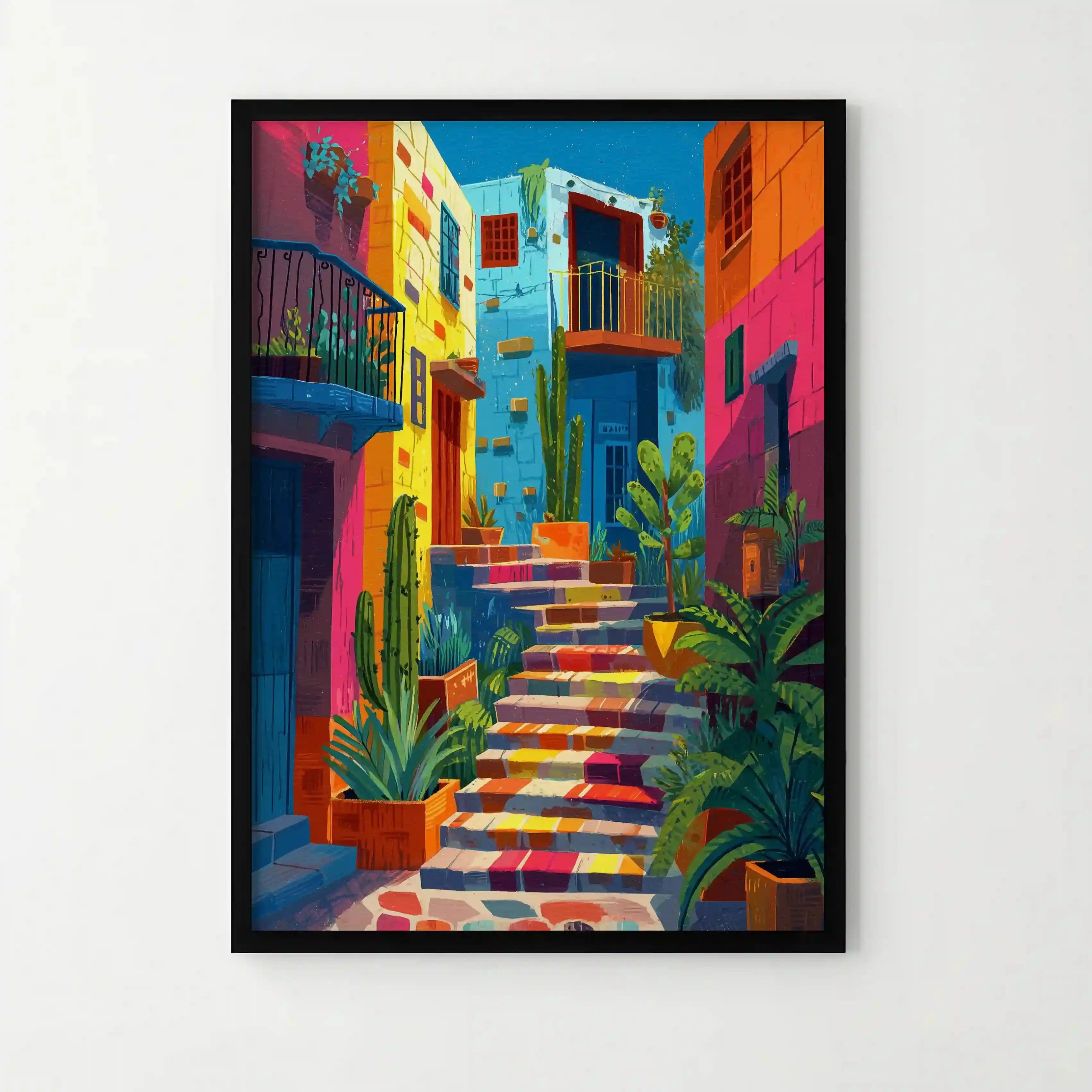 Tableau Escalier Tropical – Rue Colorée d’Amérique Latine