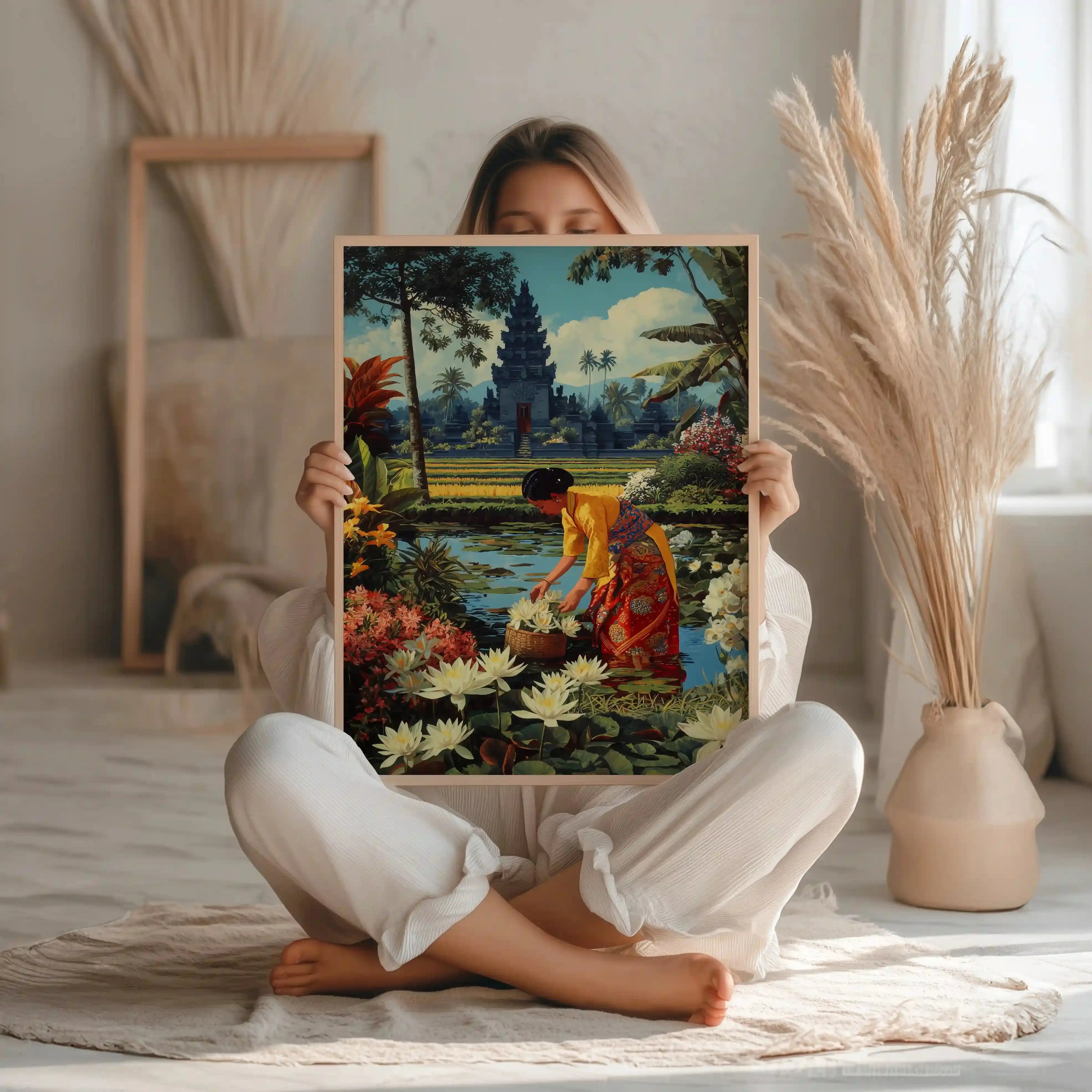 Tableau Décoration - Cueillette de Lotus à Bali Kivura Shop