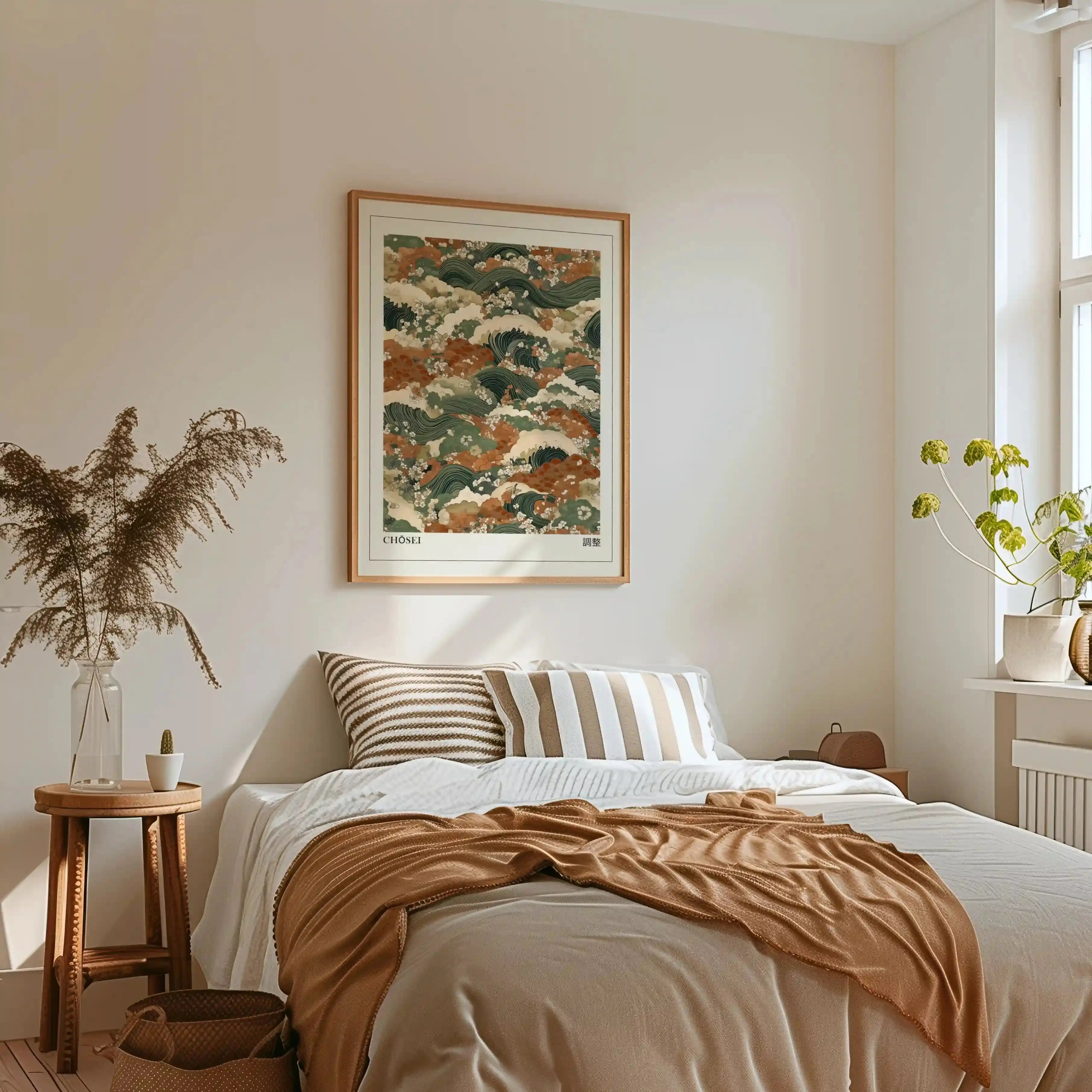 Tableau Decoration - Chōsei – Harmonie des Vagues et des Fleurs Kivura Shop