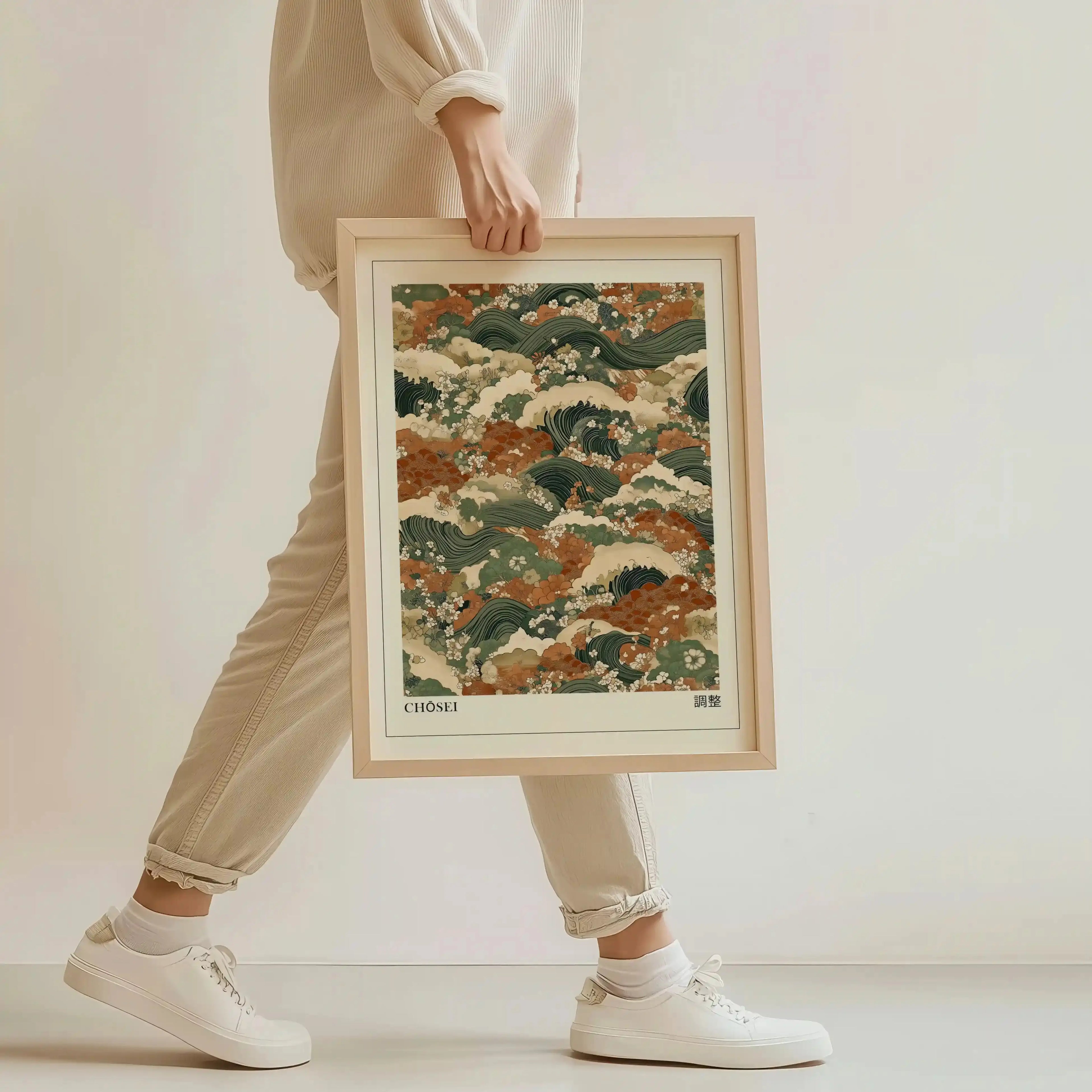 Tableau Decoration - Chōsei – Harmonie des Vagues et des Fleurs Kivura Shop