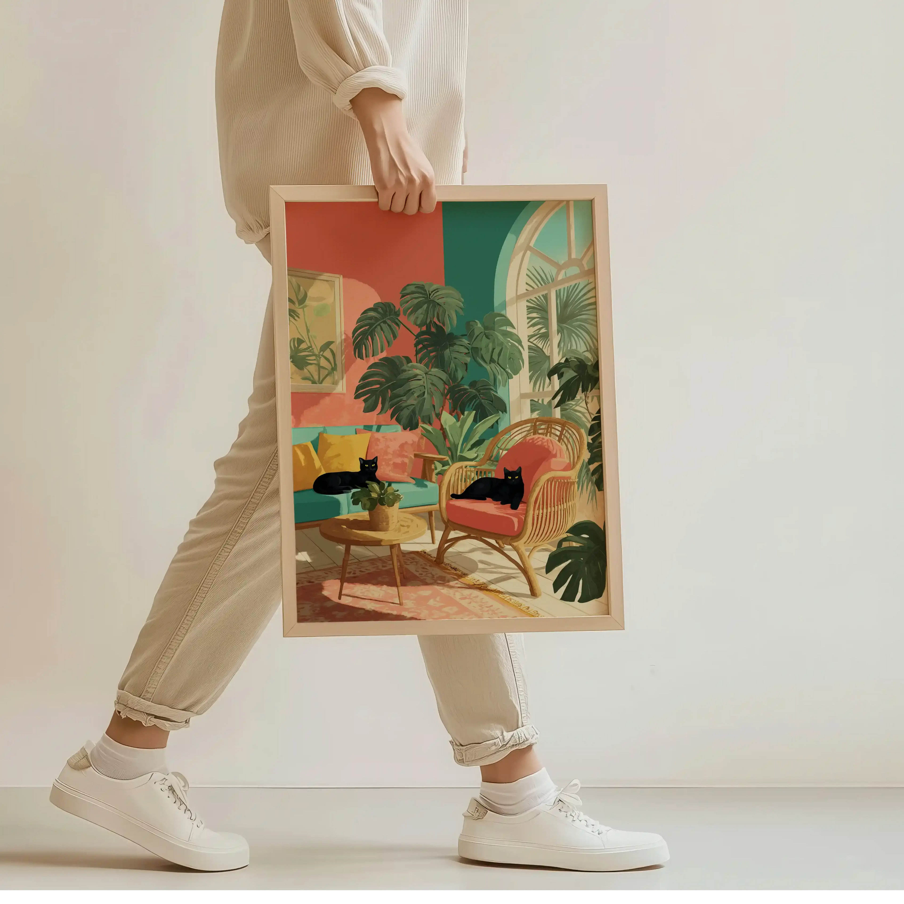 Tableau Chats Noirs – Abstraction Moderne et Colorée pour Salon Kivura Shop