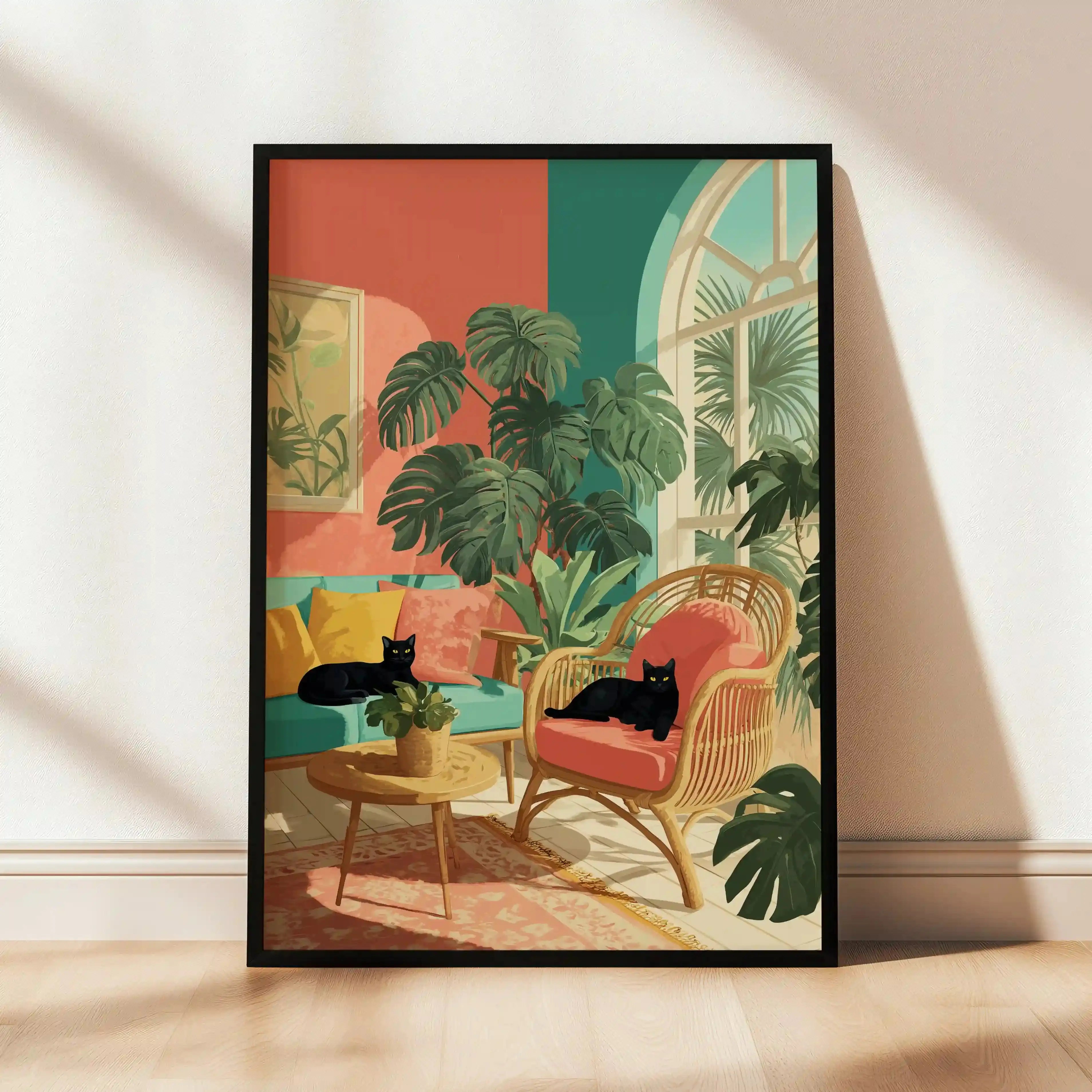 Tableau Chats Noirs – Abstraction Moderne et Colorée pour Salon