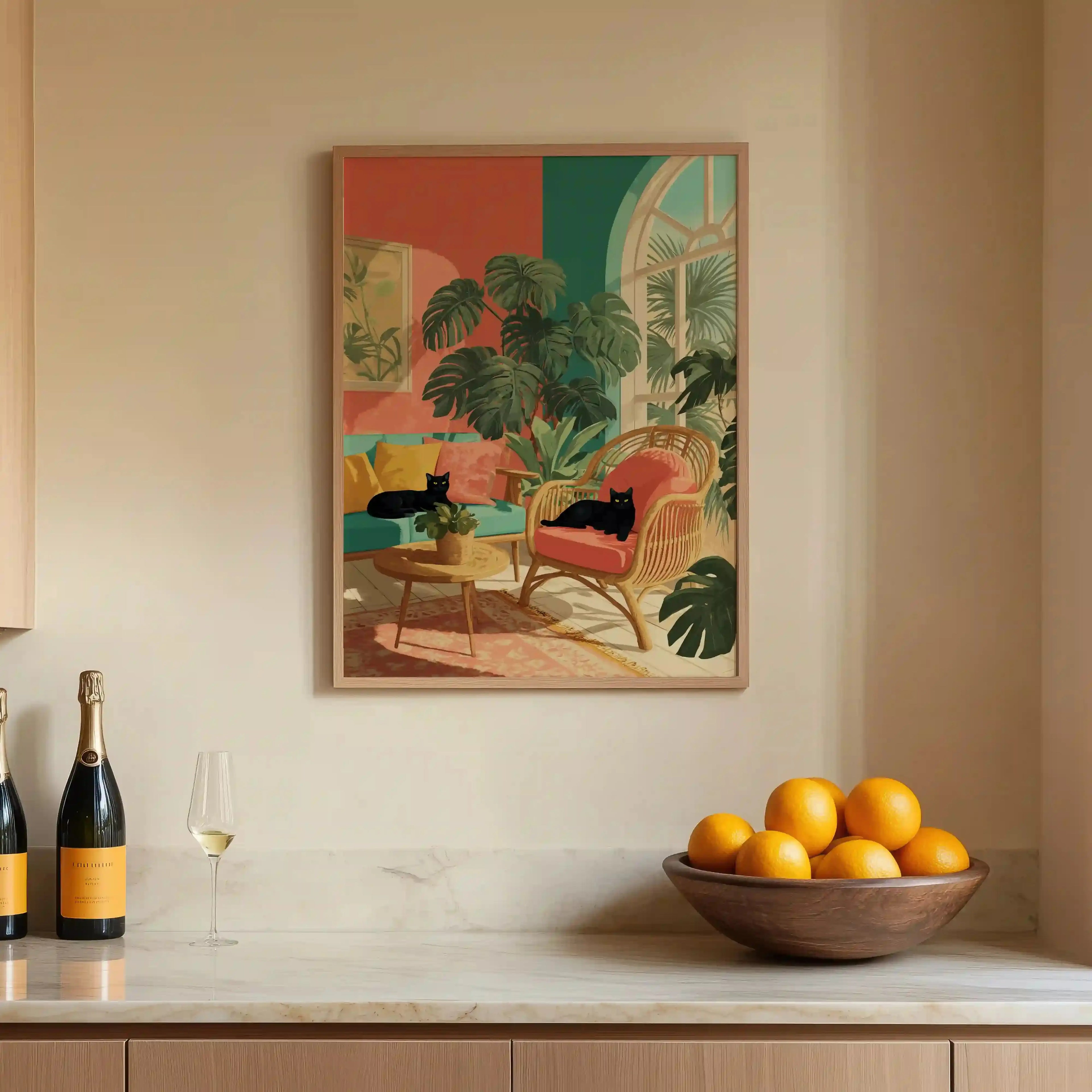 Tableau Chats Noirs – Abstraction Moderne et Colorée pour Salon