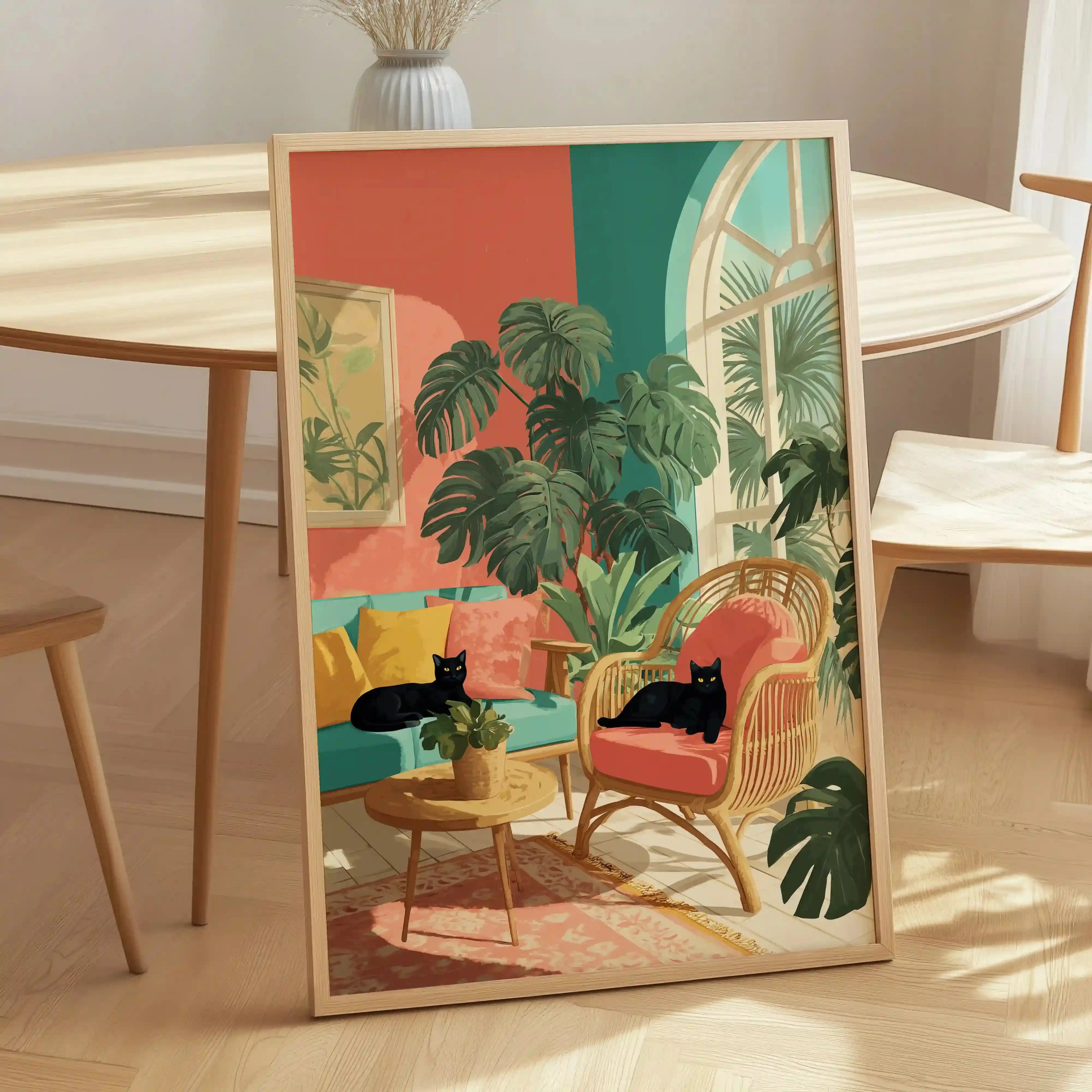 Tableau Chats Noirs – Abstraction Moderne et Colorée pour Salon