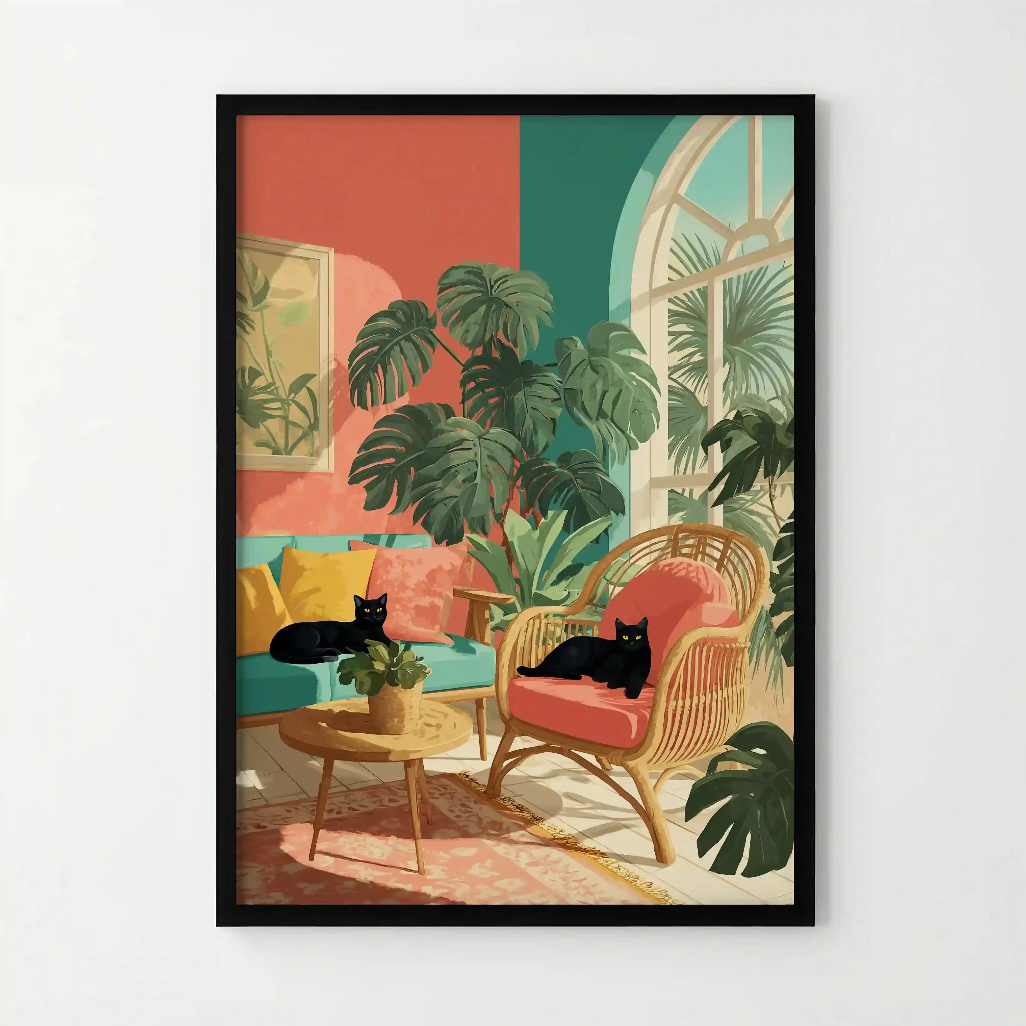 Tableau Chats Noirs – Abstraction Moderne et Colorée pour Salon