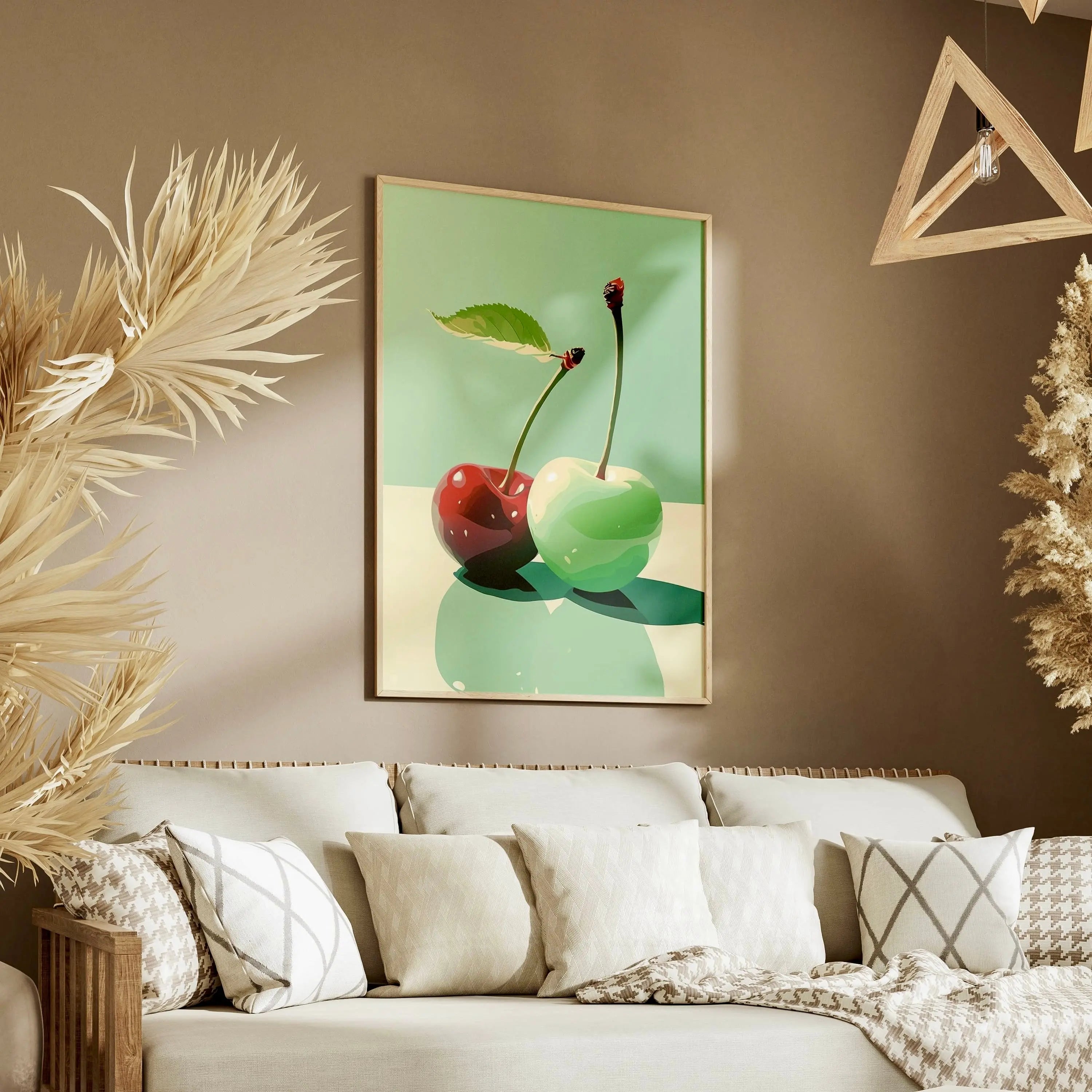 Tableau Décoration Murale - Été Menthe & Cerise - Illustration Pop & Minimaliste