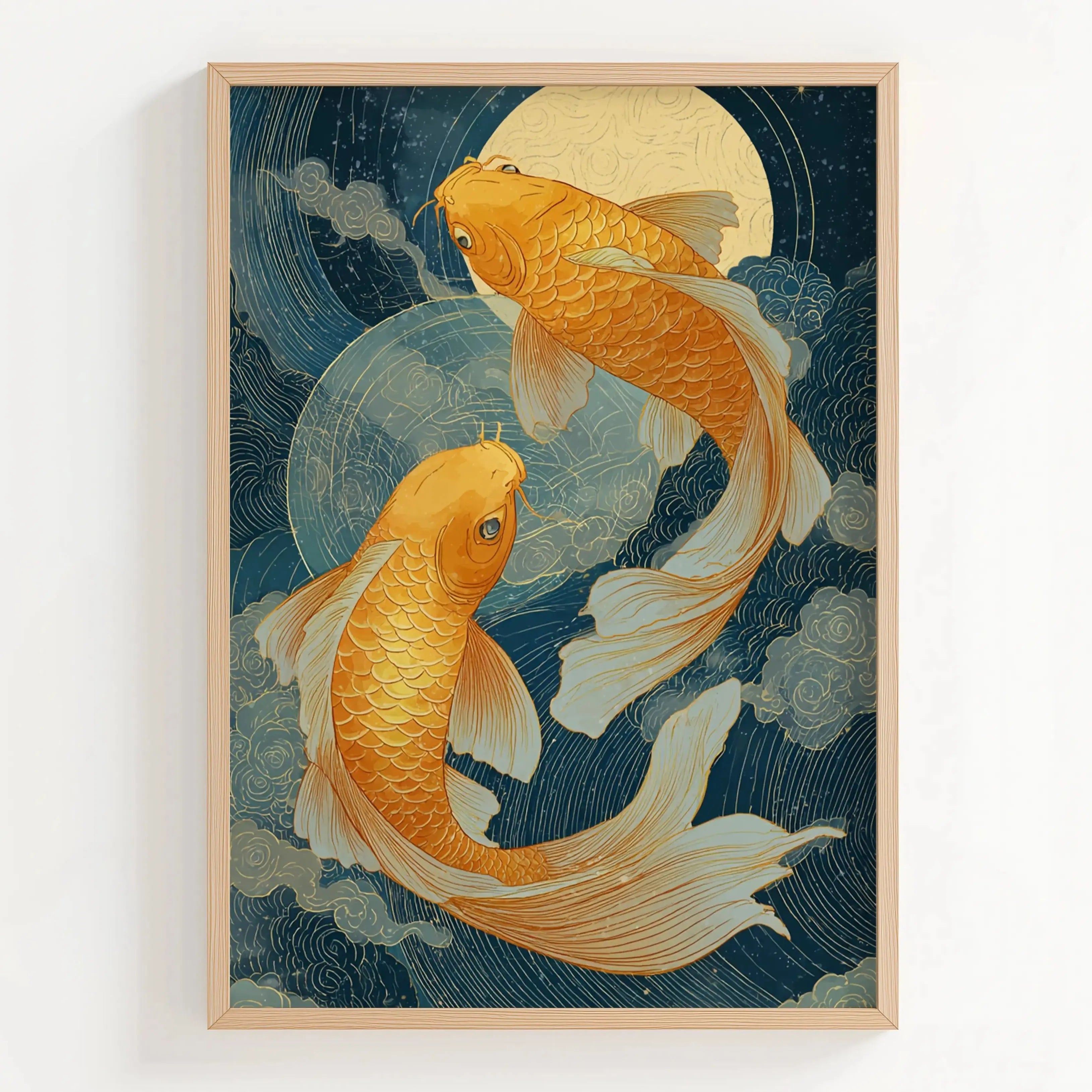 Tableau Décoration Murale – Carpes Koi Dorées – Harmonie & Sérénité Kivura Shop