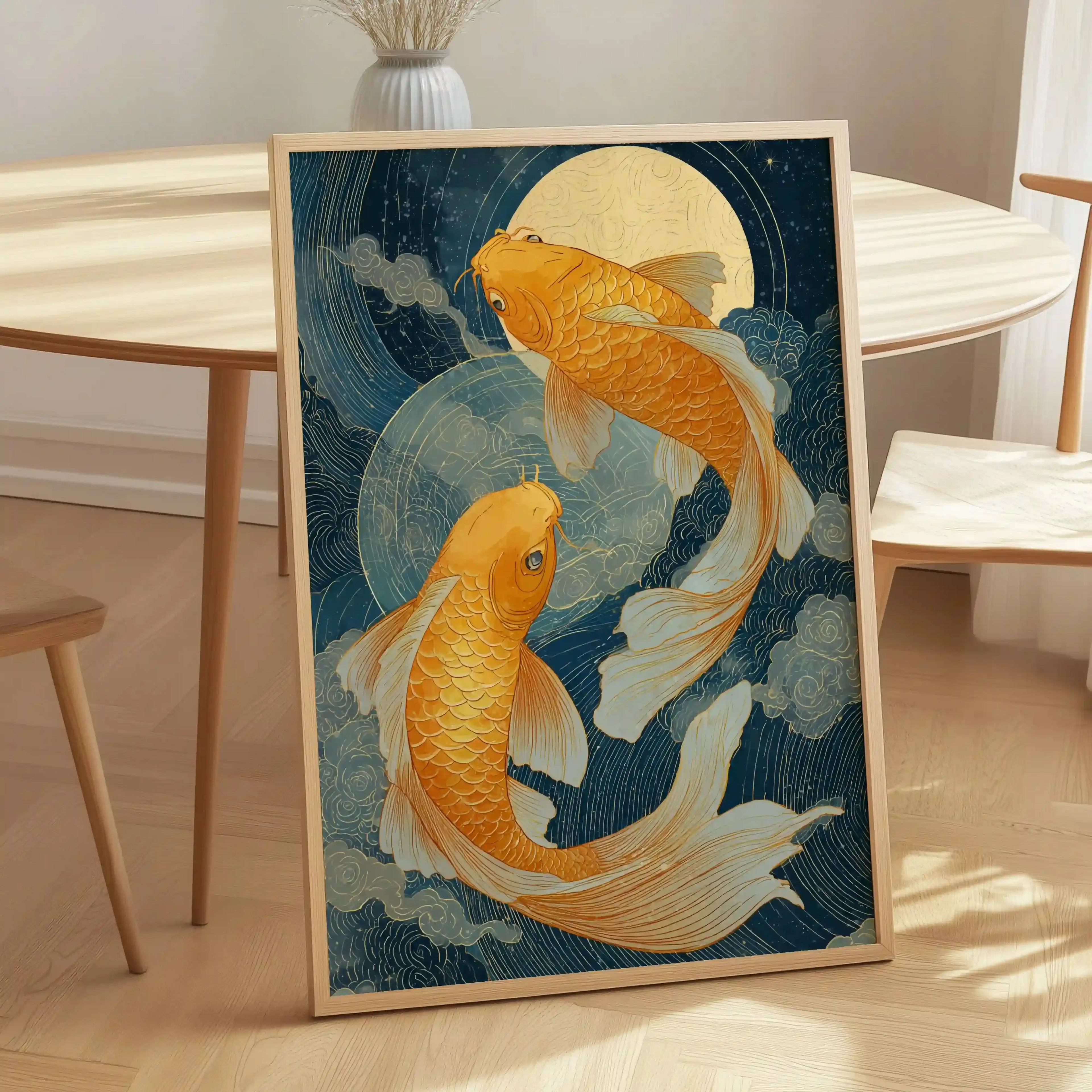 Tableau Japonais – Carpes Koi Dorées – Harmonie & Sérénité