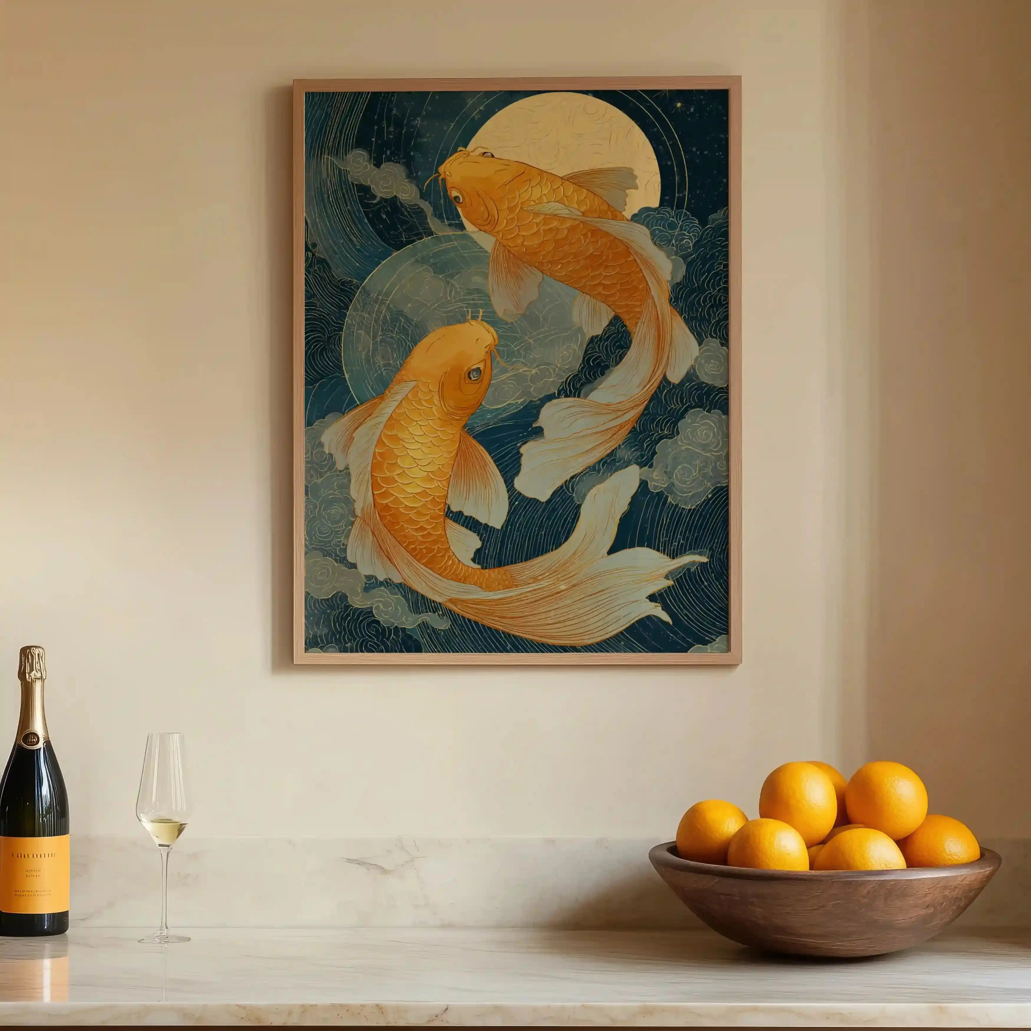 Tableau Japonais – Carpes Koi Dorées – Harmonie & Sérénité