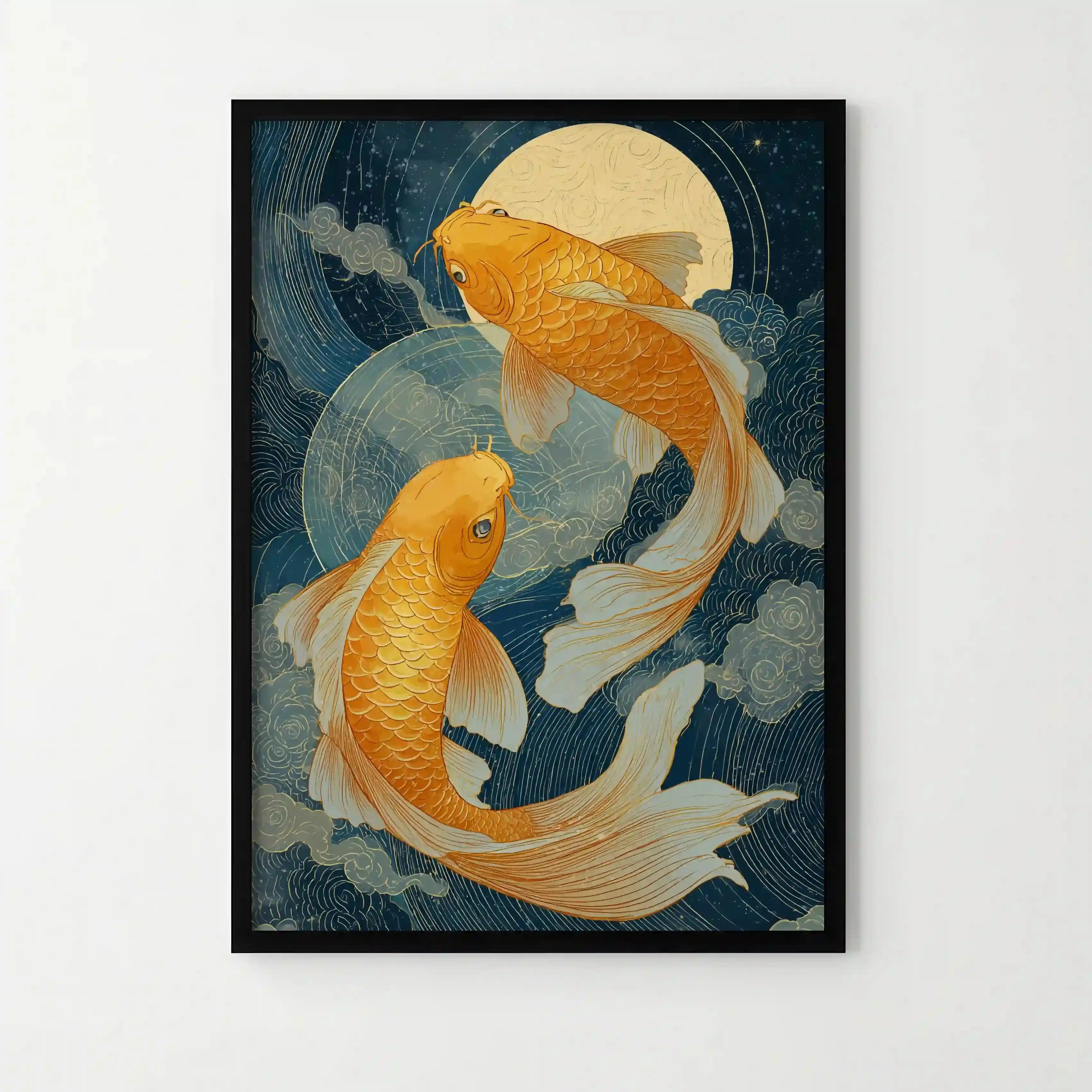 Tableau Japonais – Carpes Koi Dorées – Harmonie & Sérénité