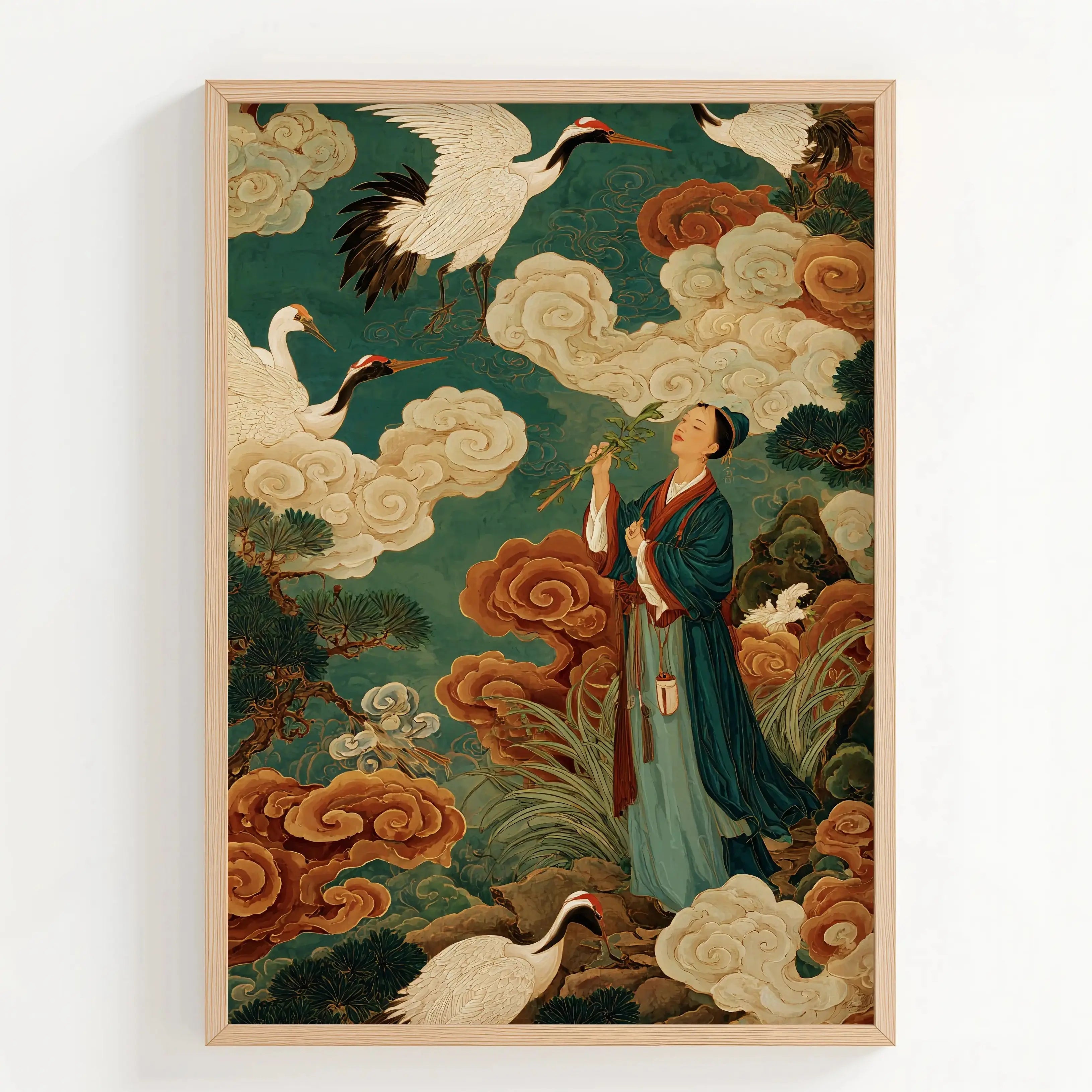 Tableau Décoration Murale – Grues Célestes – Élégance Orientale Kivura Shop