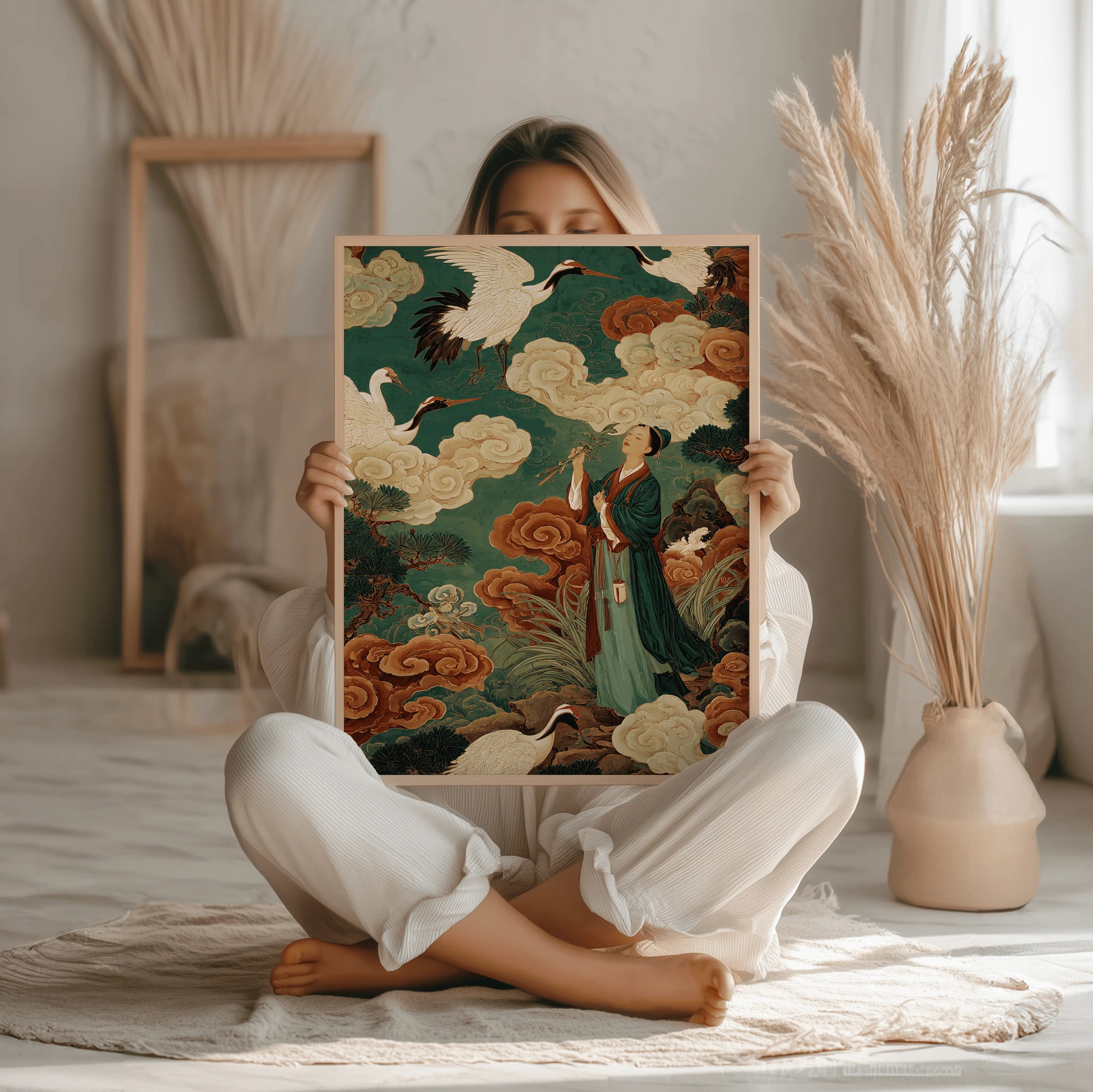 Tableau Décoration Murale – Grues Célestes – Élégance Orientale Kivura Shop