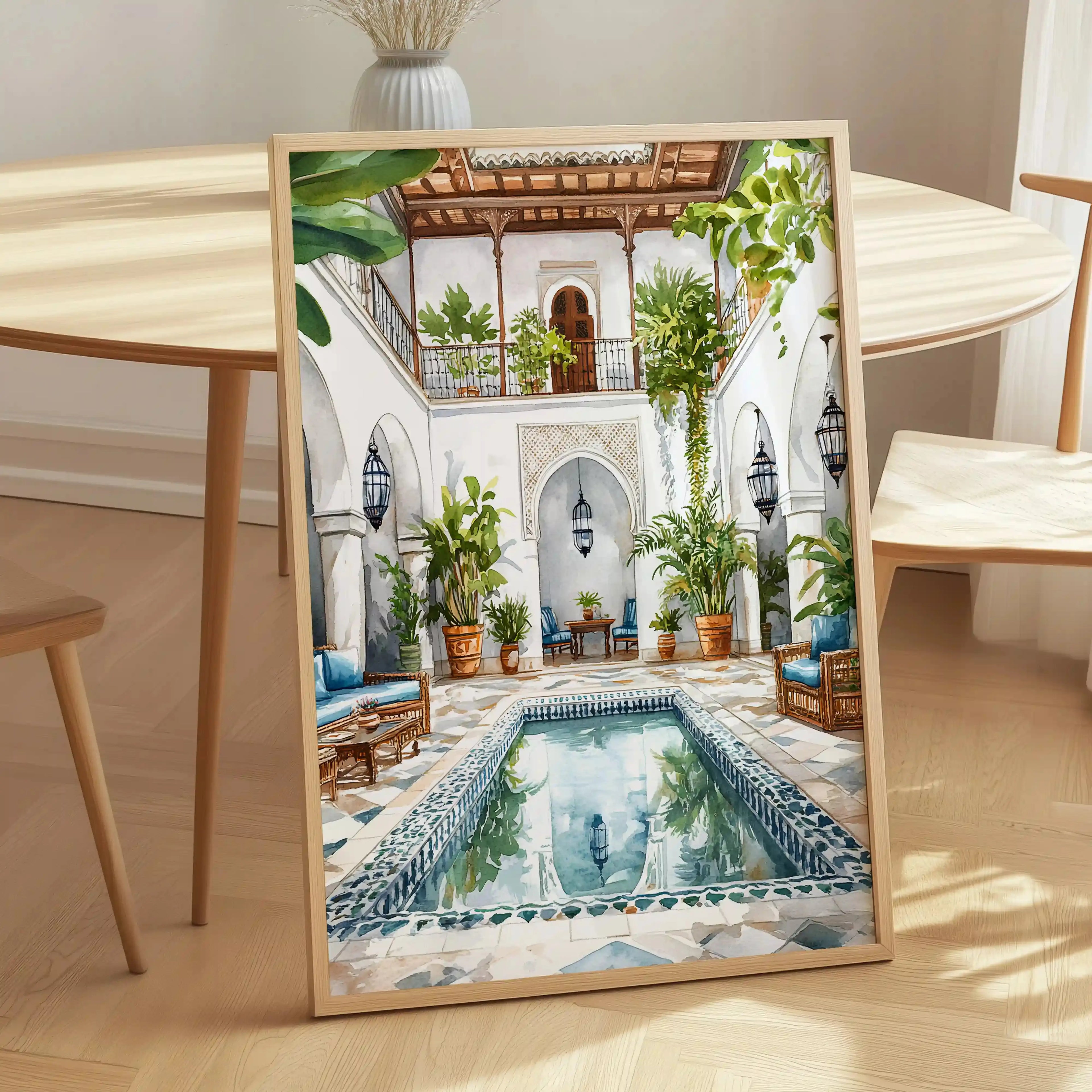 Tableau Riad Blanc – Lumière, Calme & Élégance Intemporelle