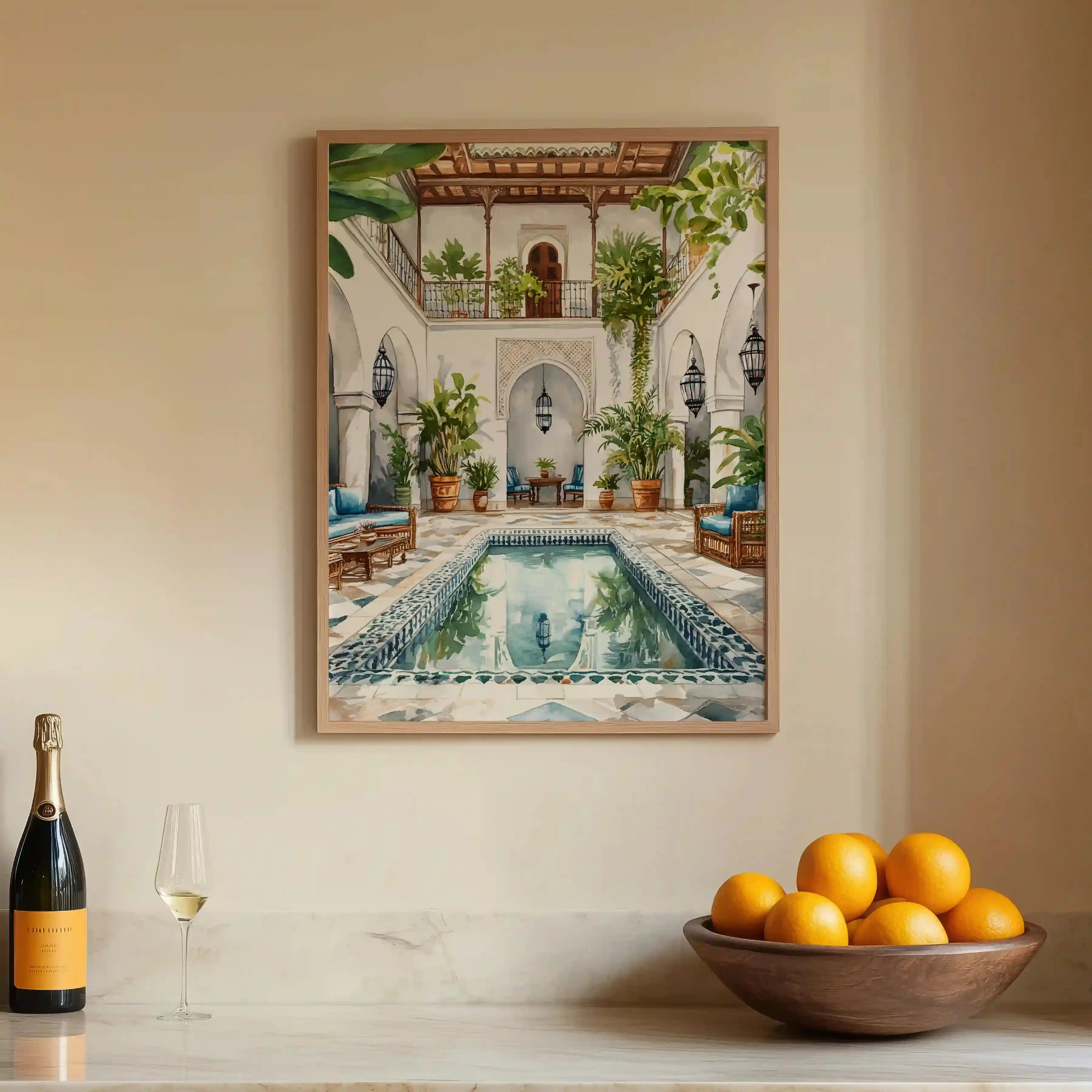 Tableau Riad Blanc – Lumière, Calme & Élégance Intemporelle