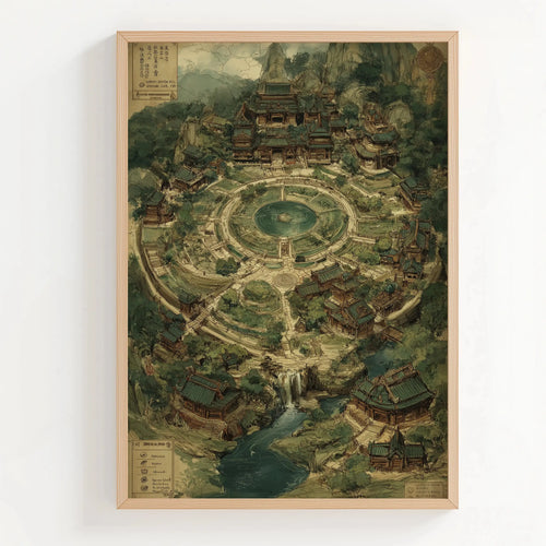 Tableau Décoration Murale – Cité Antique – Carte d’Asie Mystique Kivura Shop