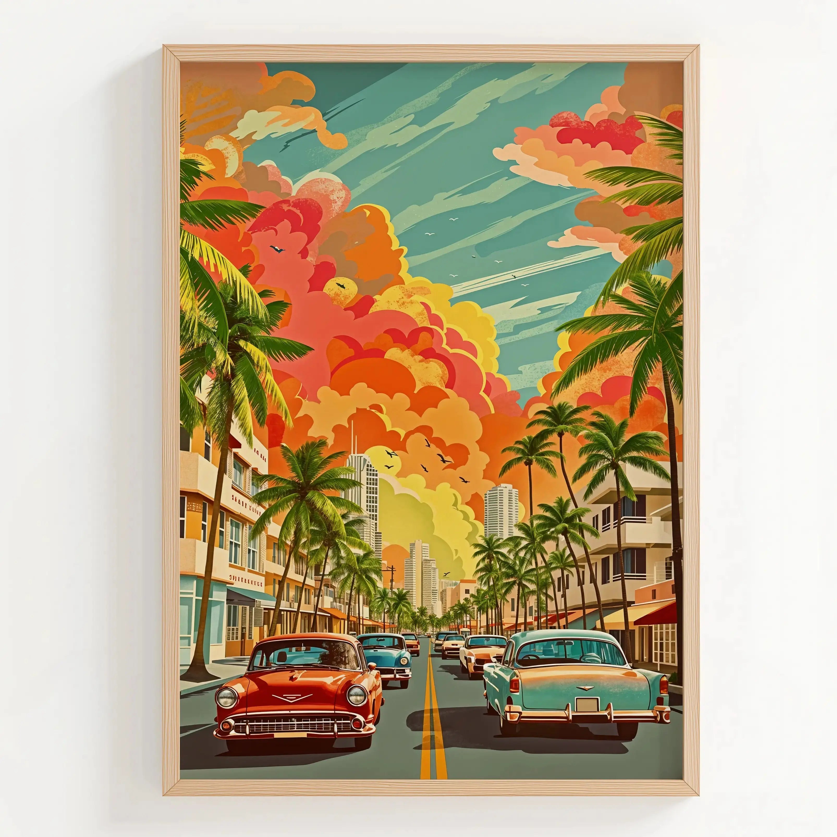 Tableau Décoration Murale Miami – Ocean Drive Vintage Années 50 Kivura Shop