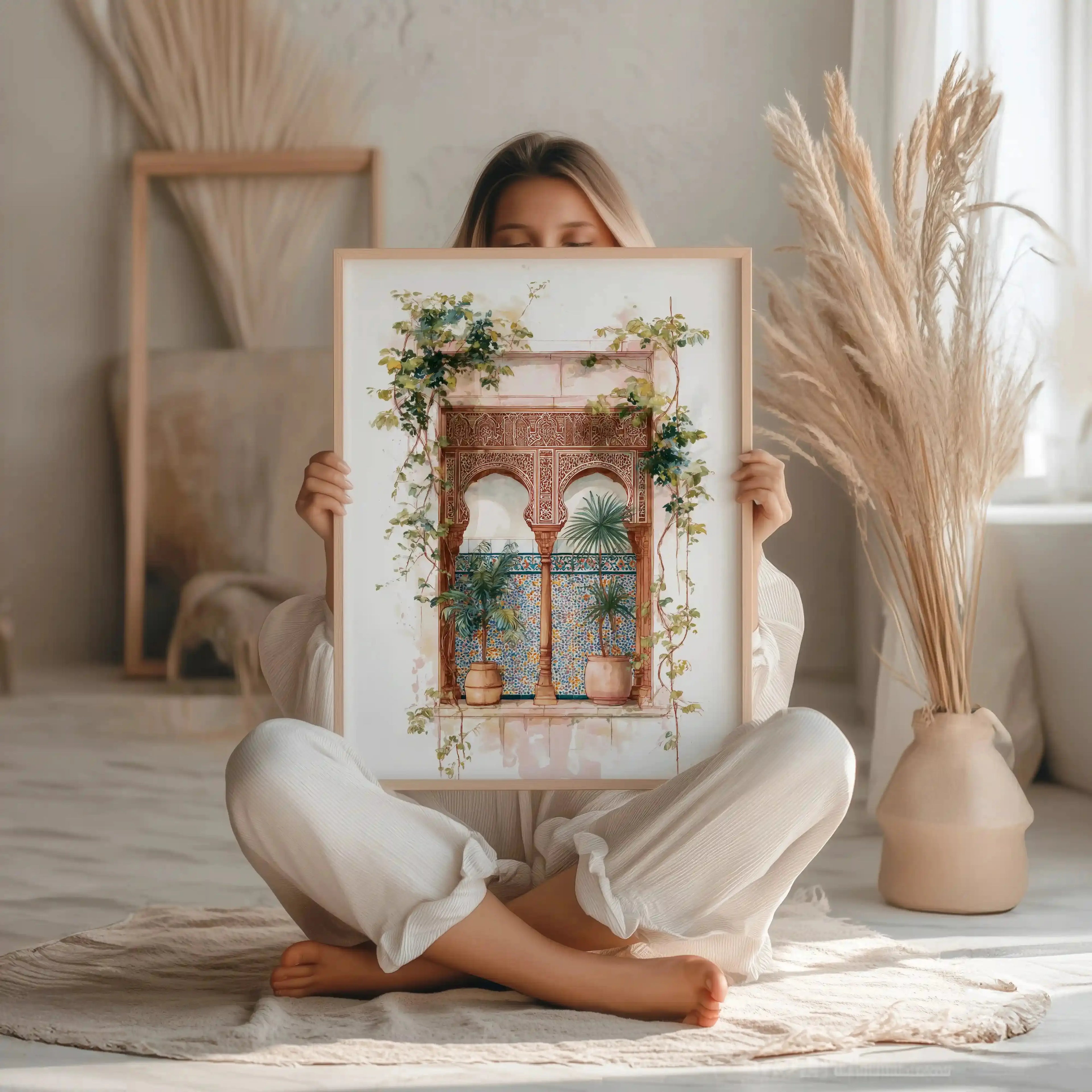 Tableau Marocain Mira – Fenêtre Orientale & Jardins du Riad Kivura Shop