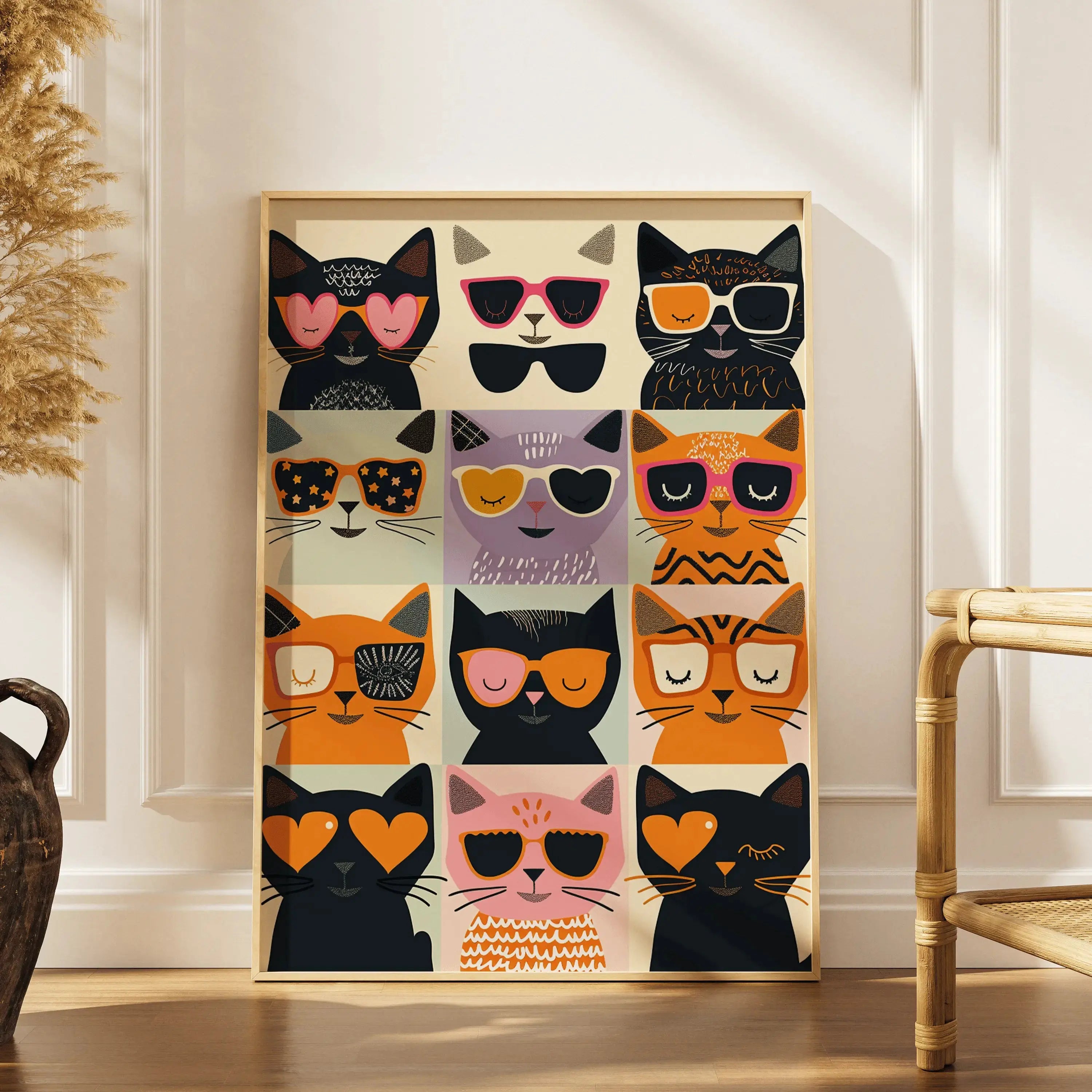 Tableau Décoration Murale - Cool Cats Club - Des chats, du style, de l’attitude