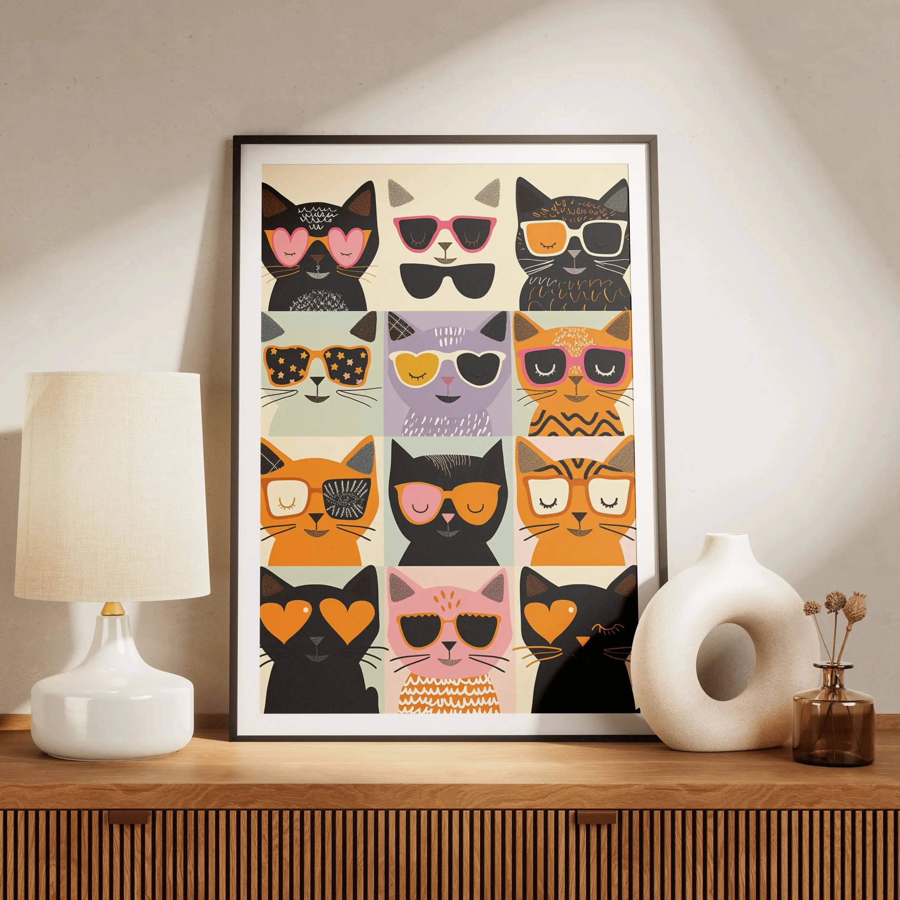 Tableau Décoration Murale - Cool Cats Club - Des chats, du style, de l’attitude