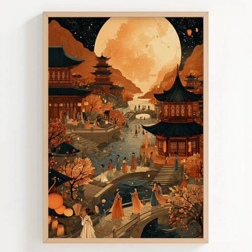 Tableau Décoration Murale – Nuit d’Asie – Fête de la Lune Kivura Shop