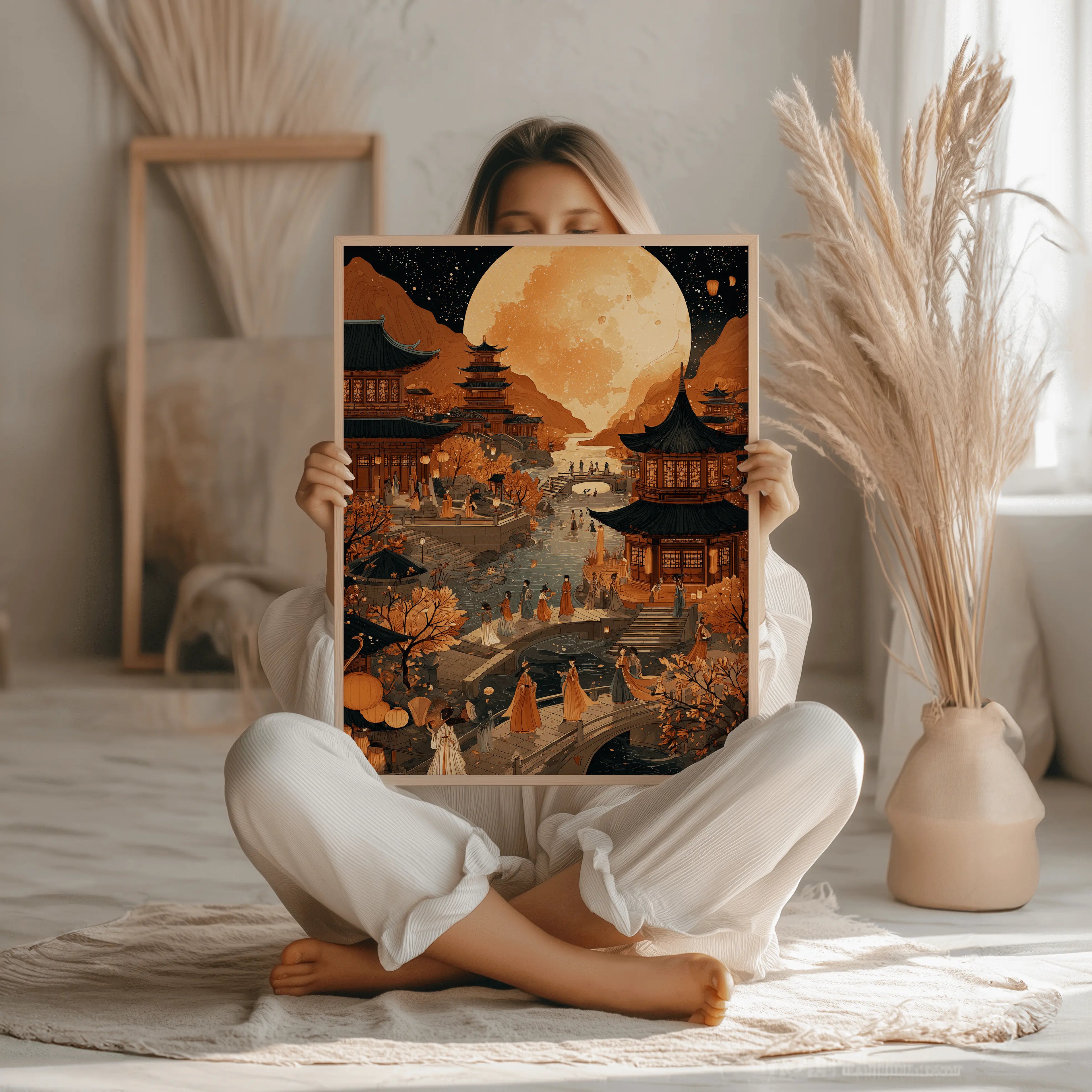 Tableau Décoration Murale – Nuit d’Asie – Fête de la Lune Kivura Shop