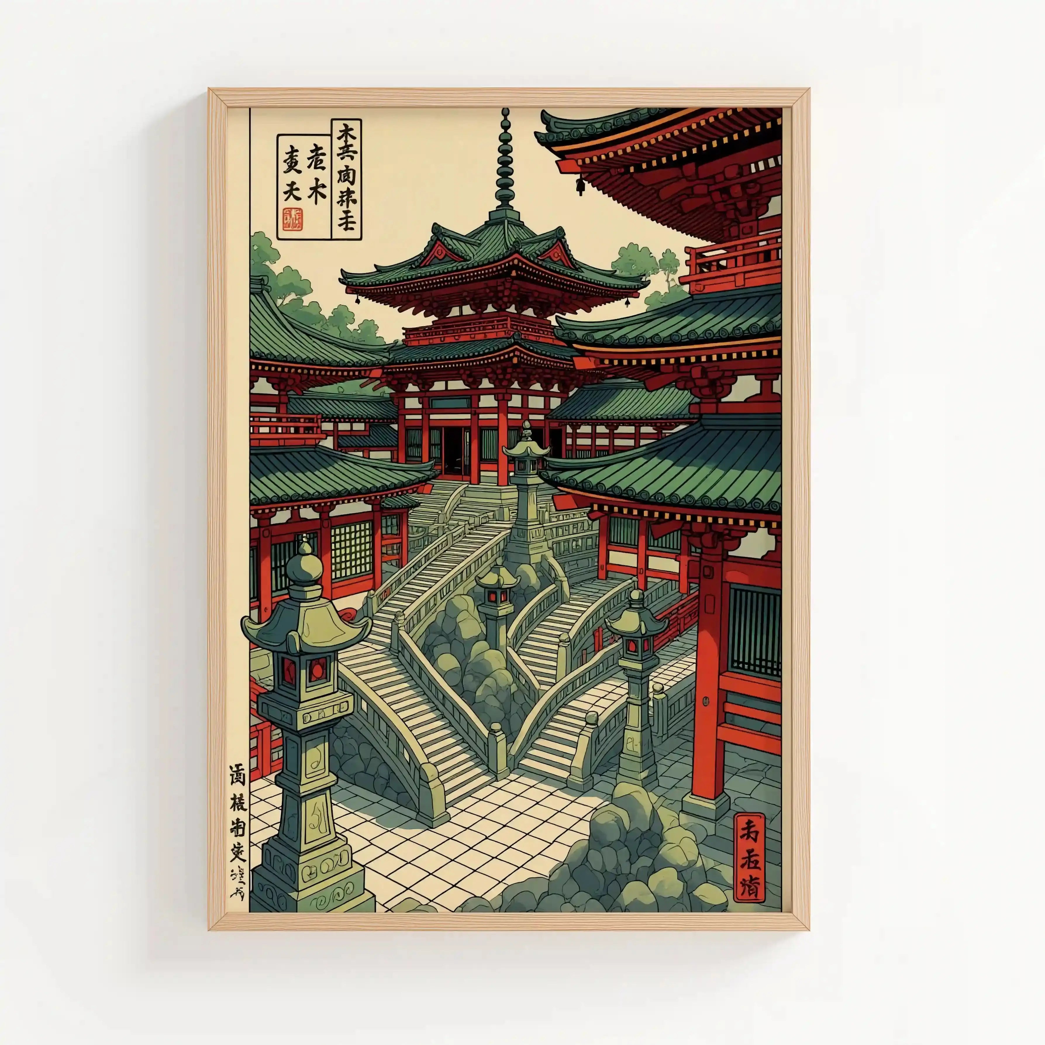 Tableau Moderne - Le Sanctuaire Pourpre – Escaliers des Lanternes Kivura Shop