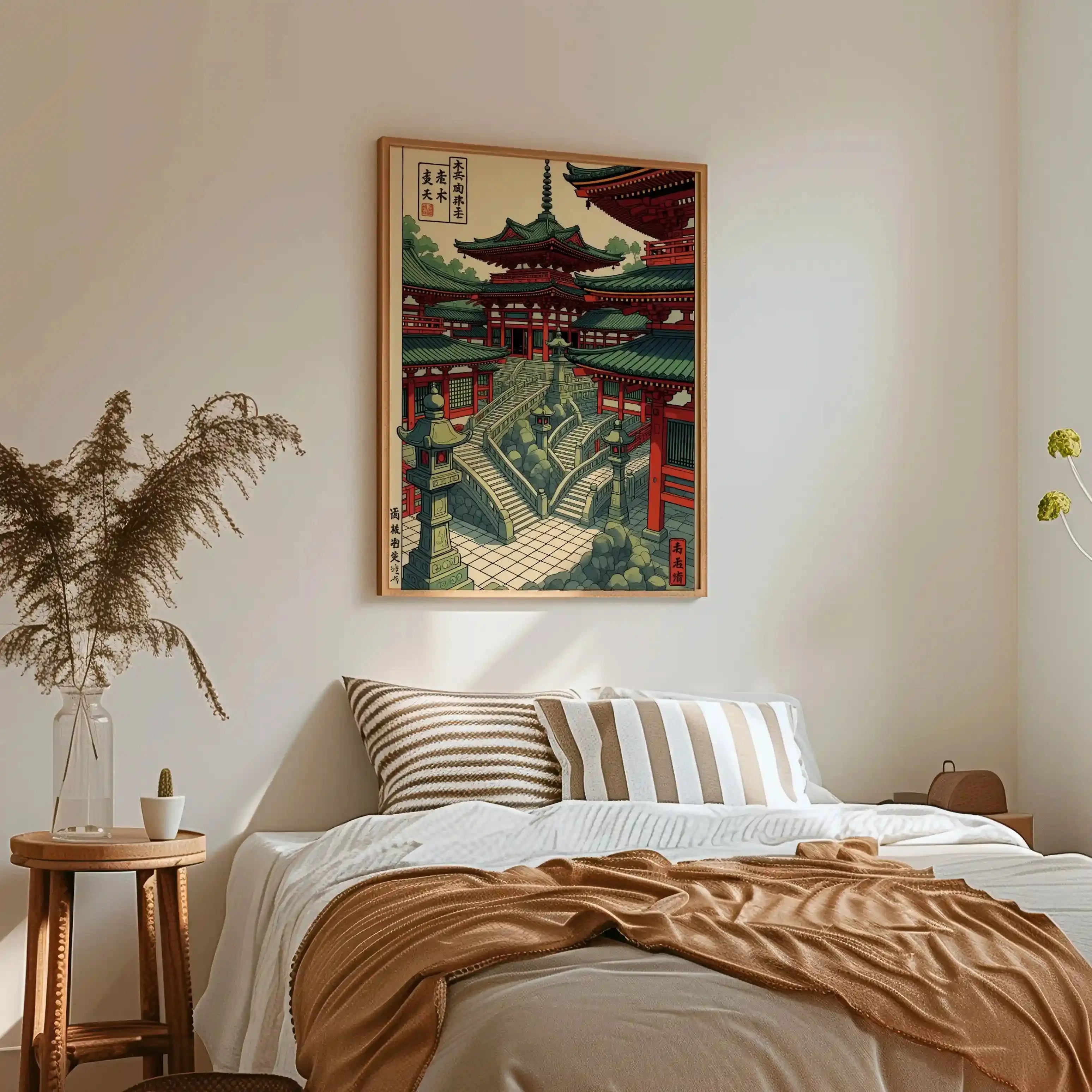 Tableau Moderne - Le Sanctuaire Pourpre – Escaliers des Lanternes Kivura Shop