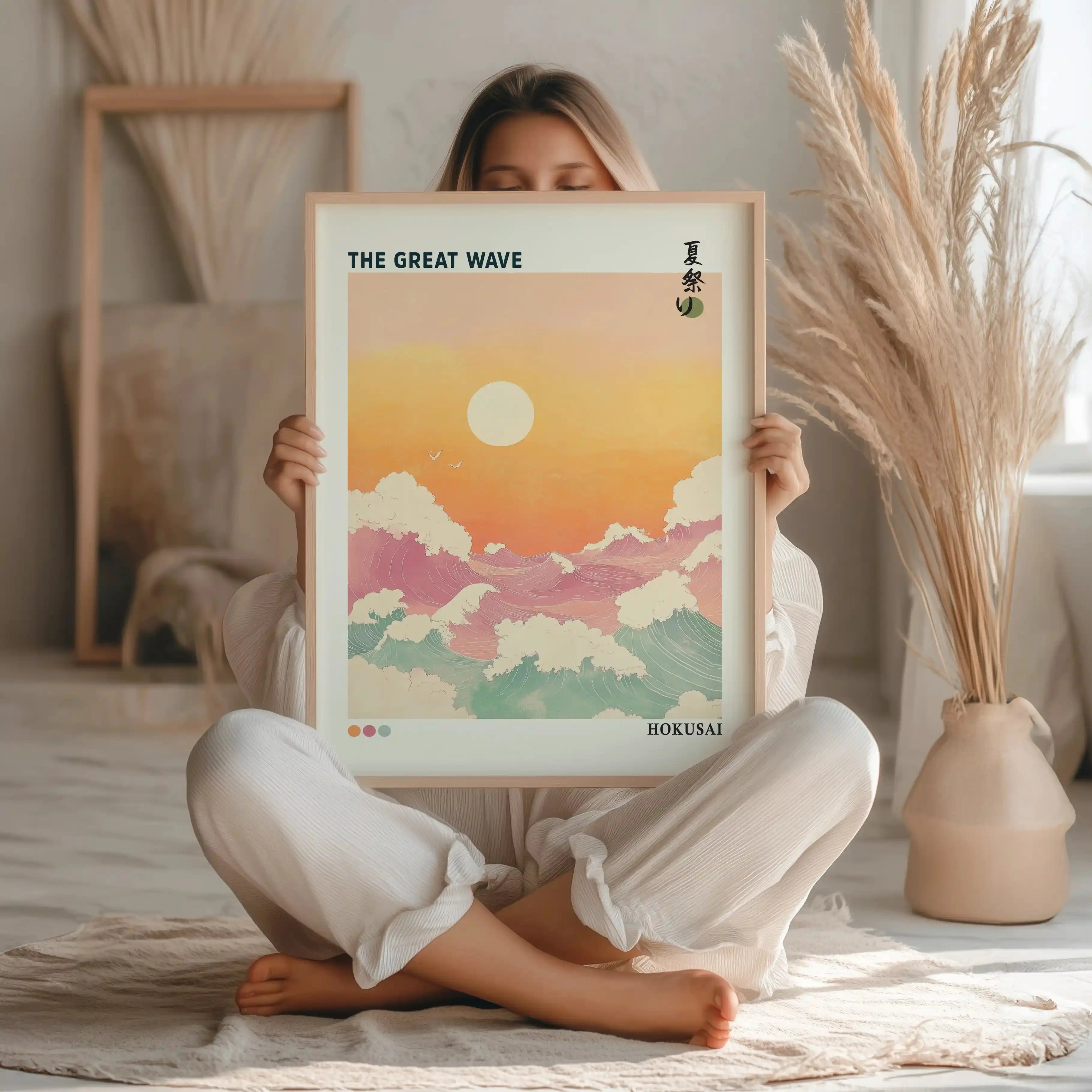 Tableau Vague Japonaise – Great Wave Sunset – Inspiration Hokusai Kivura Shop