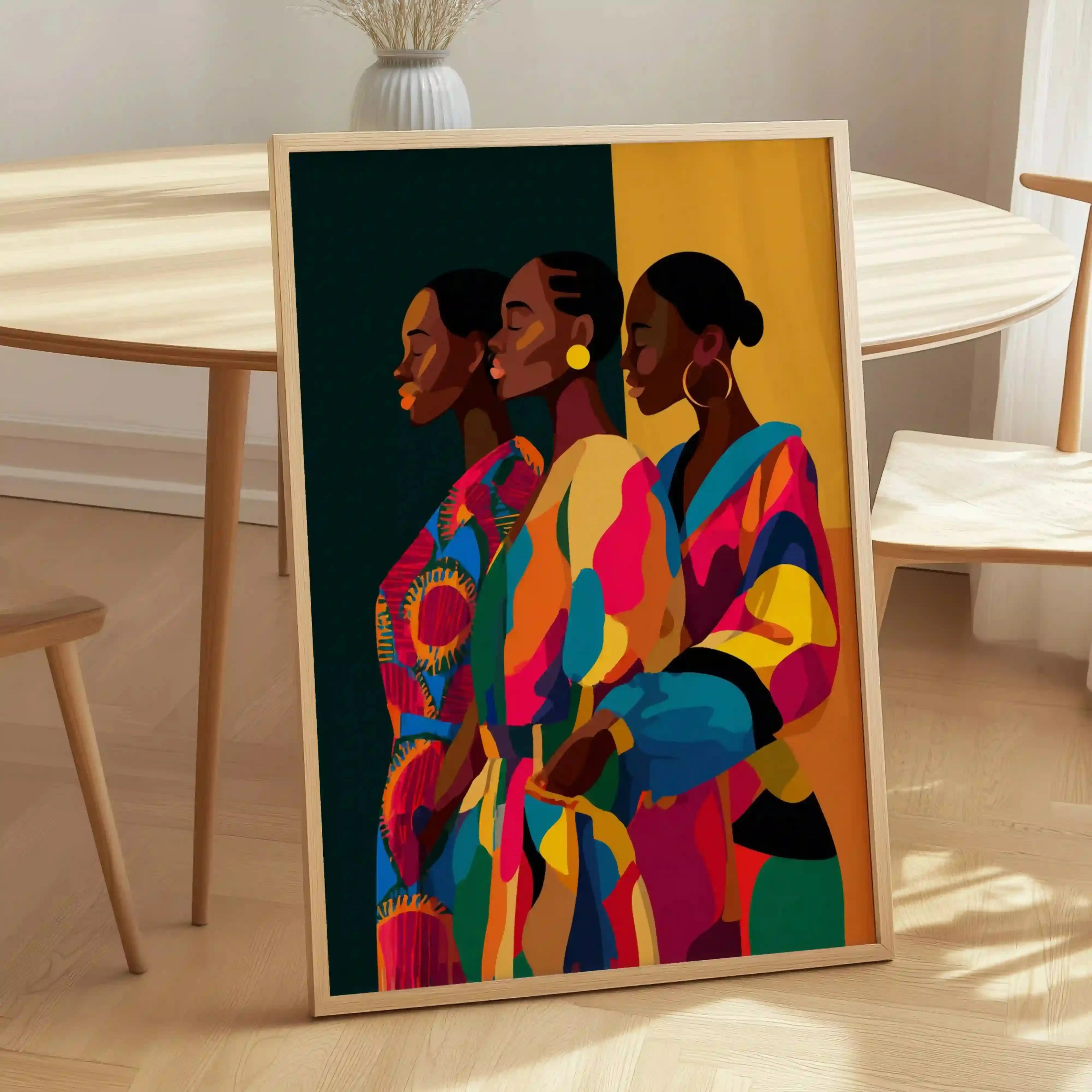 Tableau Three Women – Portrait Afro Moderne & Couleurs Vibrantes – Décoration Murale