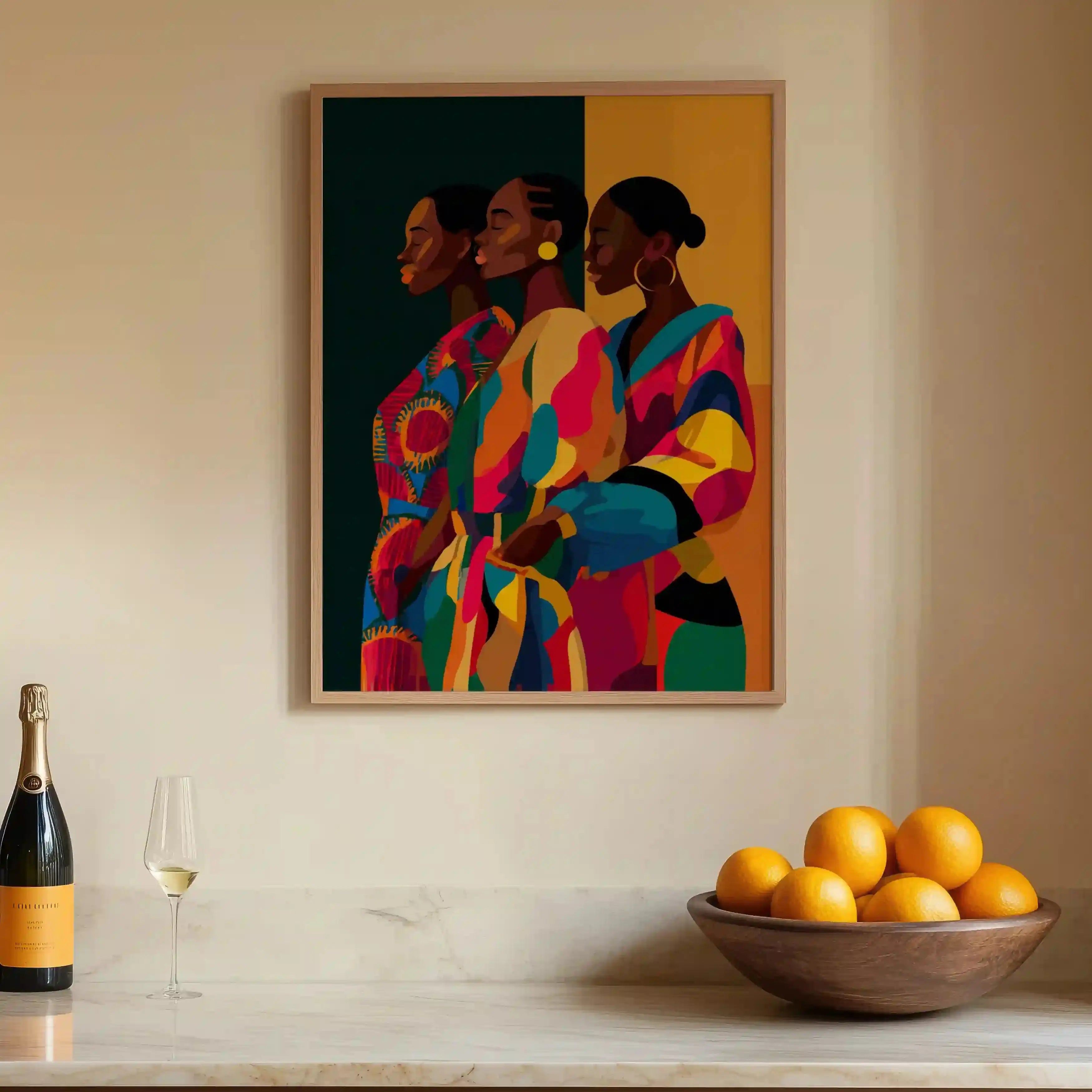 Tableau Three Women – Portrait Afro Moderne & Couleurs Vibrantes – Décoration Murale