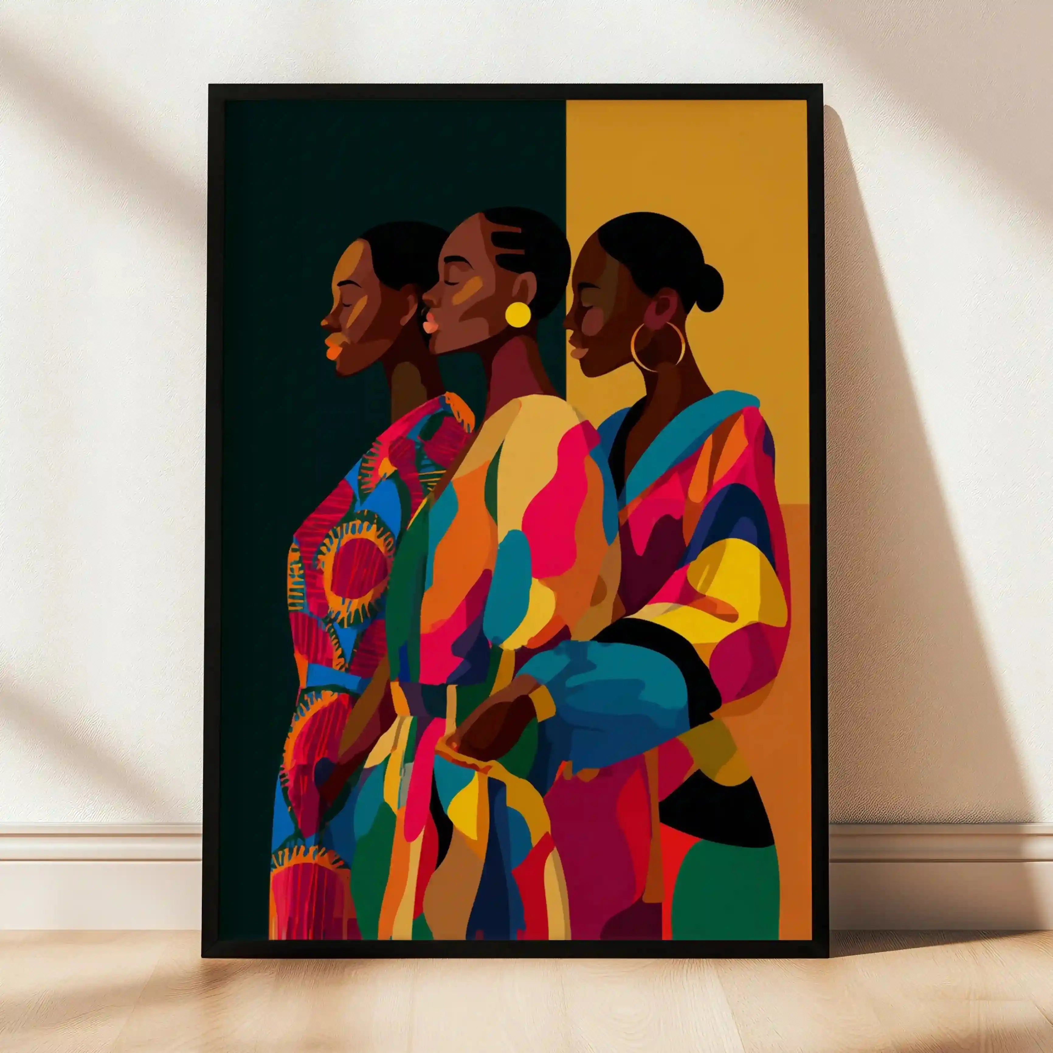 Tableau Three Women – Portrait Afro Moderne & Couleurs Vibrantes – Décoration Murale