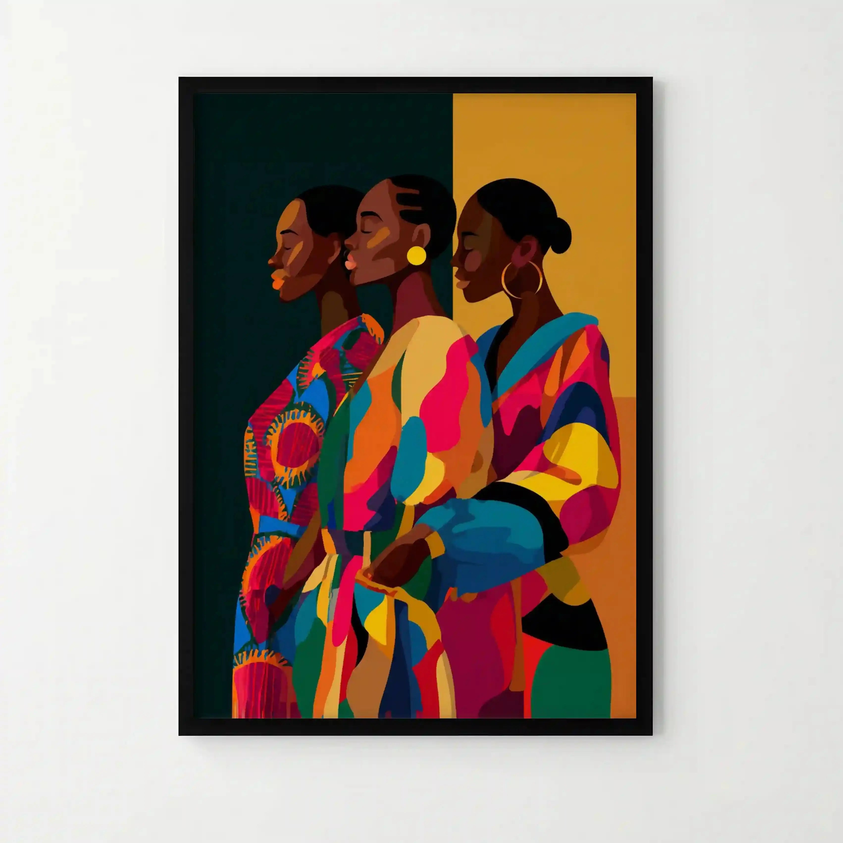 Tableau Three Women – Portrait Afro Moderne & Couleurs Vibrantes – Décoration Murale