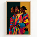 Tableau Three Women – Portrait Afro Moderne & Couleurs Vibrantes – Décoration Murale Kivura Shop