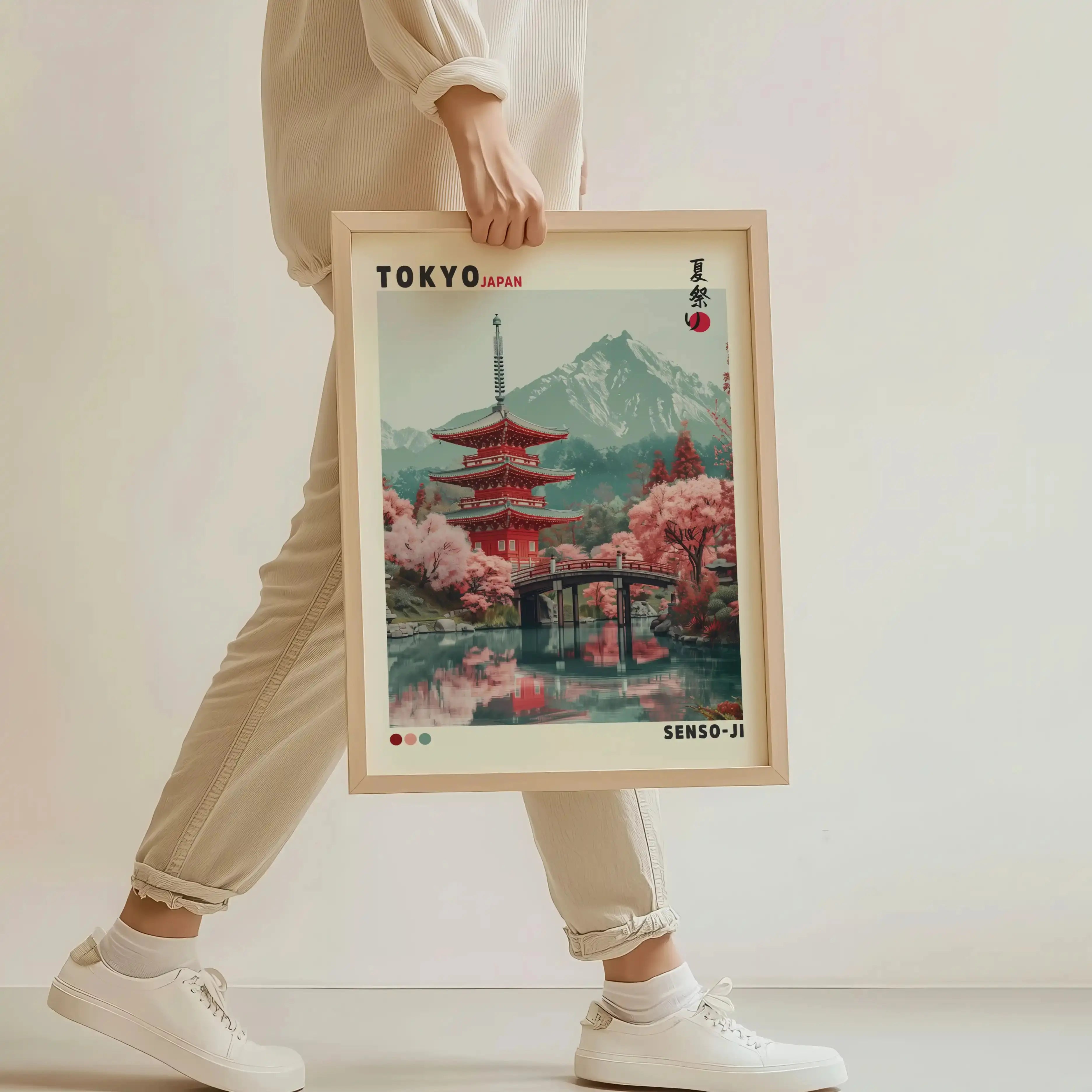 Tableau Japon – Tokyo Senso-Ji et Cerisiers en Fleurs, Décoration Murale Zen Kivura Shop